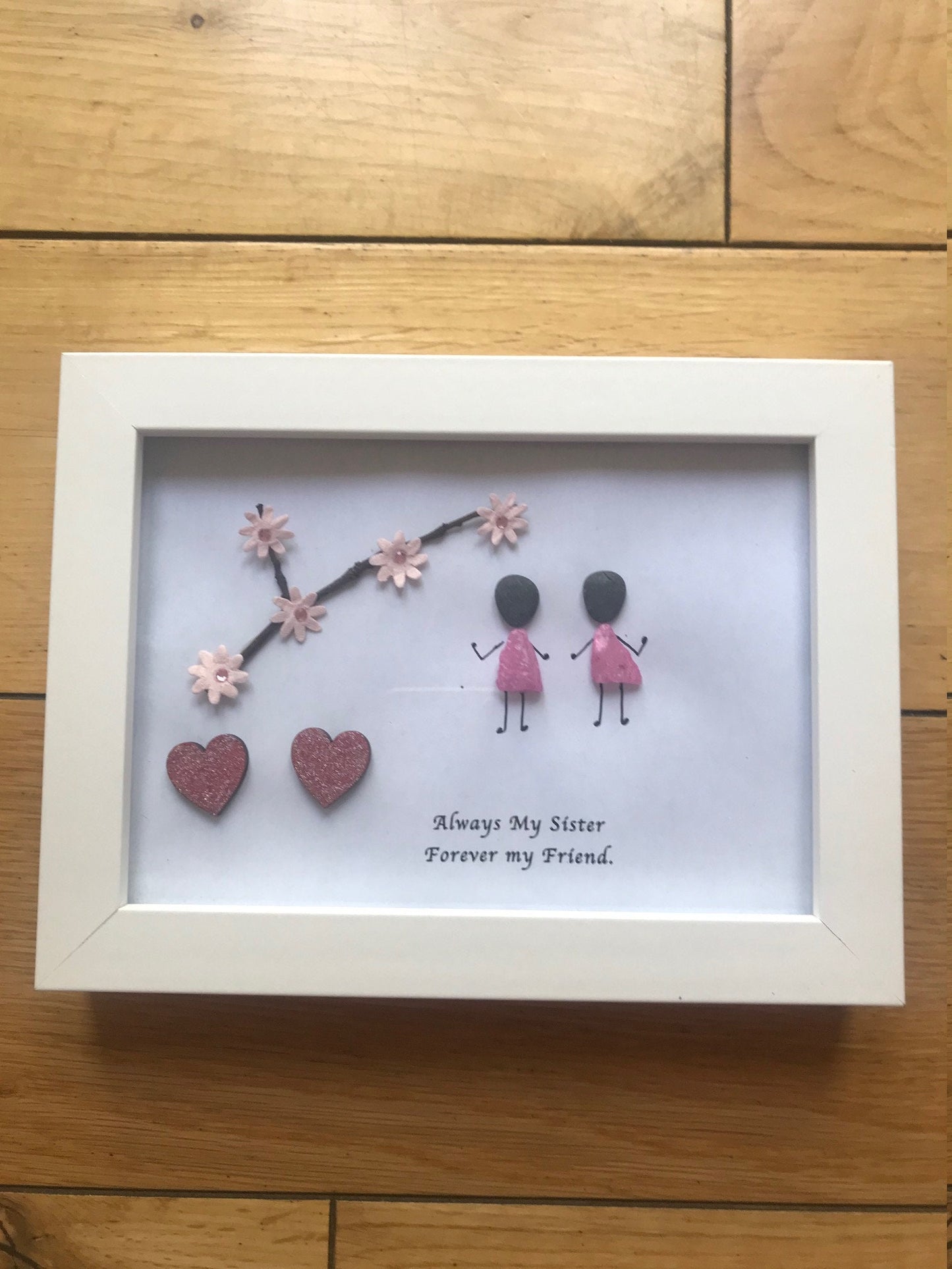 Personalised Sister Pebble Picture, Pebble Art for Sis, Unique Pebble Picture for Sister, Family Pebble Picture, Christmas Gift for Sister