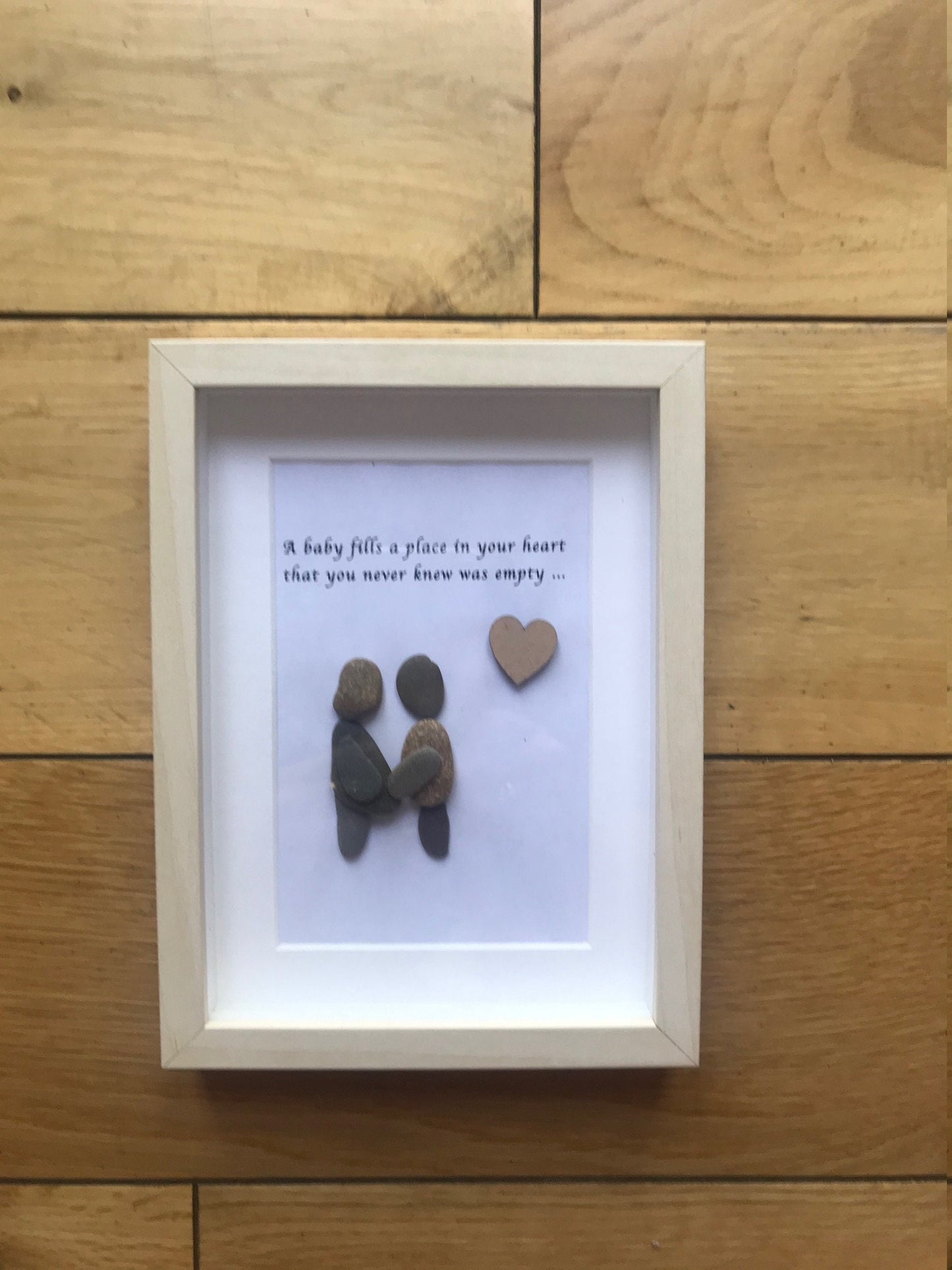 Personalised New Baby Pebble Picture, Unique Pebble Gift for Baby, Newborn Baby Gift, Handmade Pebble Gift for New Mum, Baby Shower Gift
