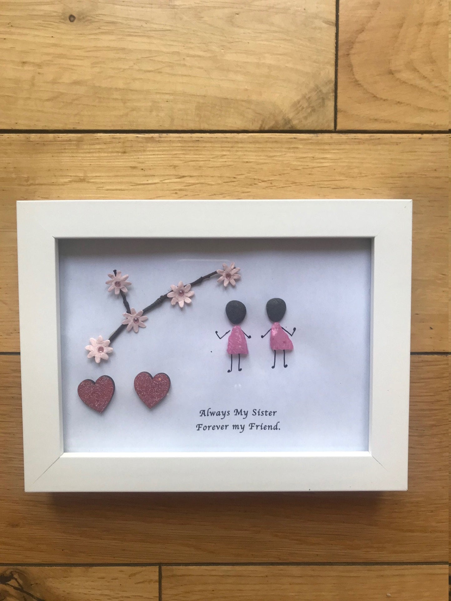 Personalised Sister Pebble Picture, Pebble Art for Sis, Unique Pebble Picture for Sister, Family Pebble Picture, Christmas Gift for Sister