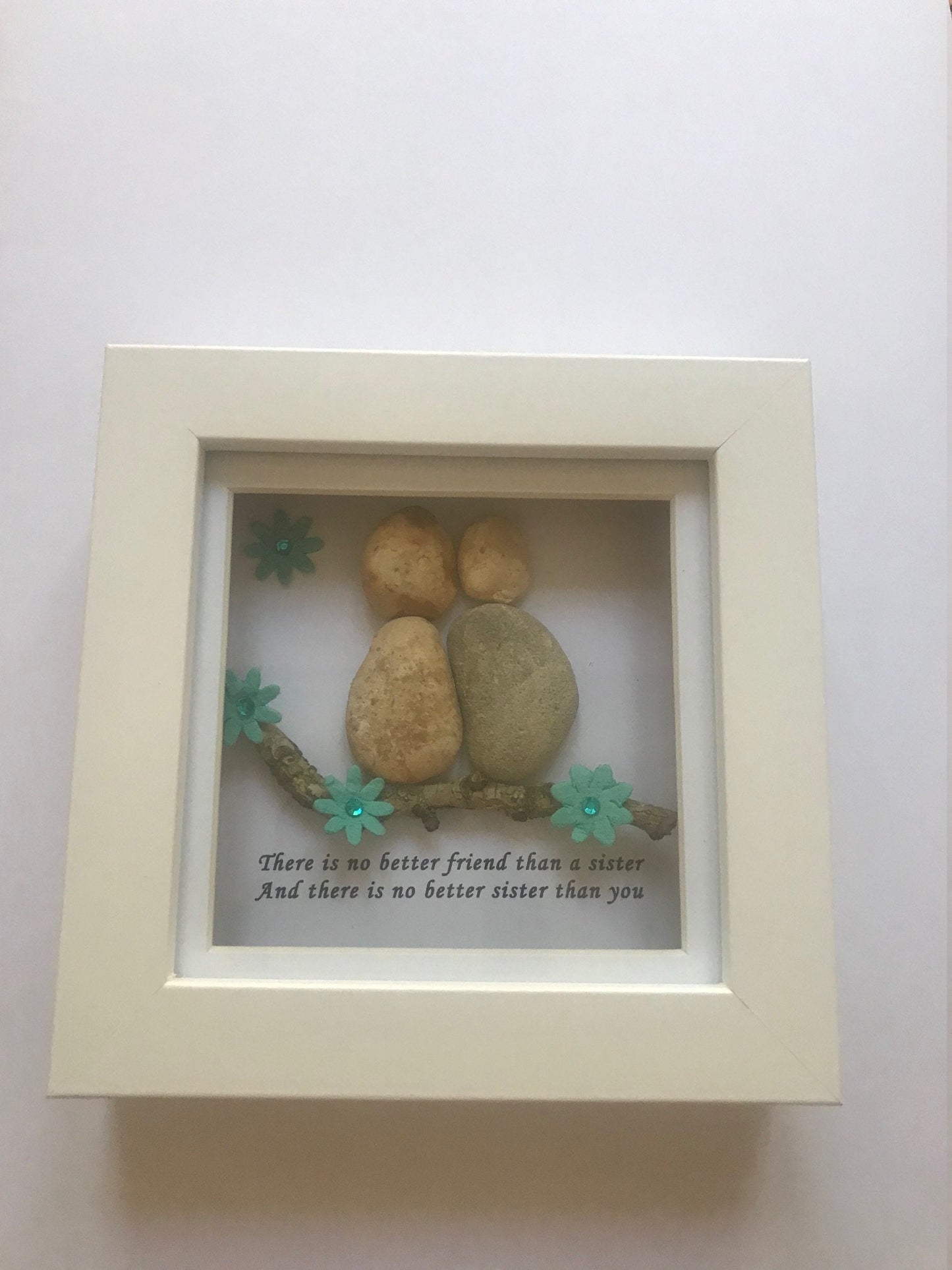 Personalised Family Sister Pebble Picture, Unique Pebble Art Gift for Sister, Handmade Gift for Best Sis, Pebble Art Gift for Sister