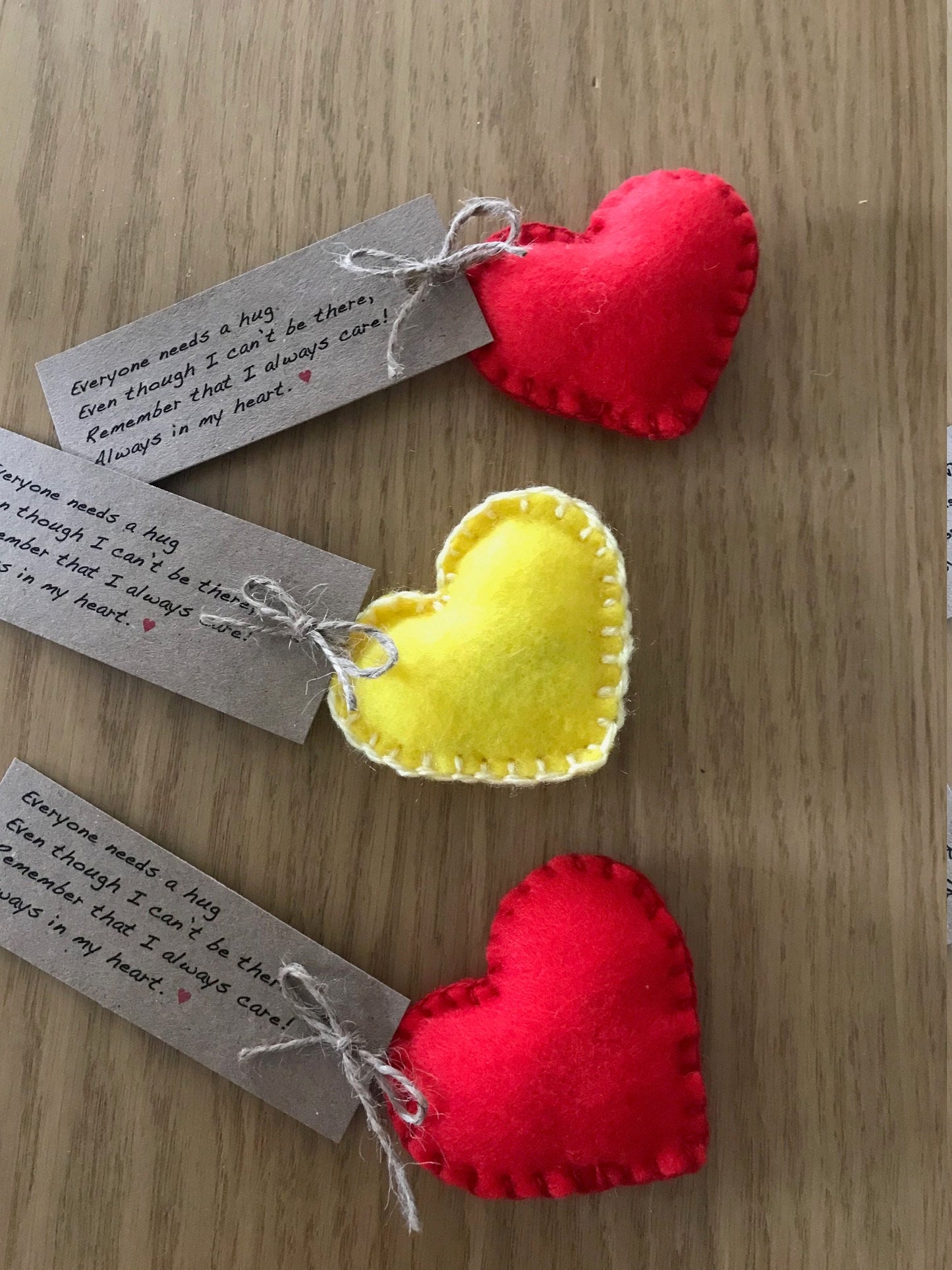 Handmade Heart Pocket Hug, Valentines Heart Gift, Mother's Day Pocket Hug, Letterbox gift message, lockdown present, back to school,