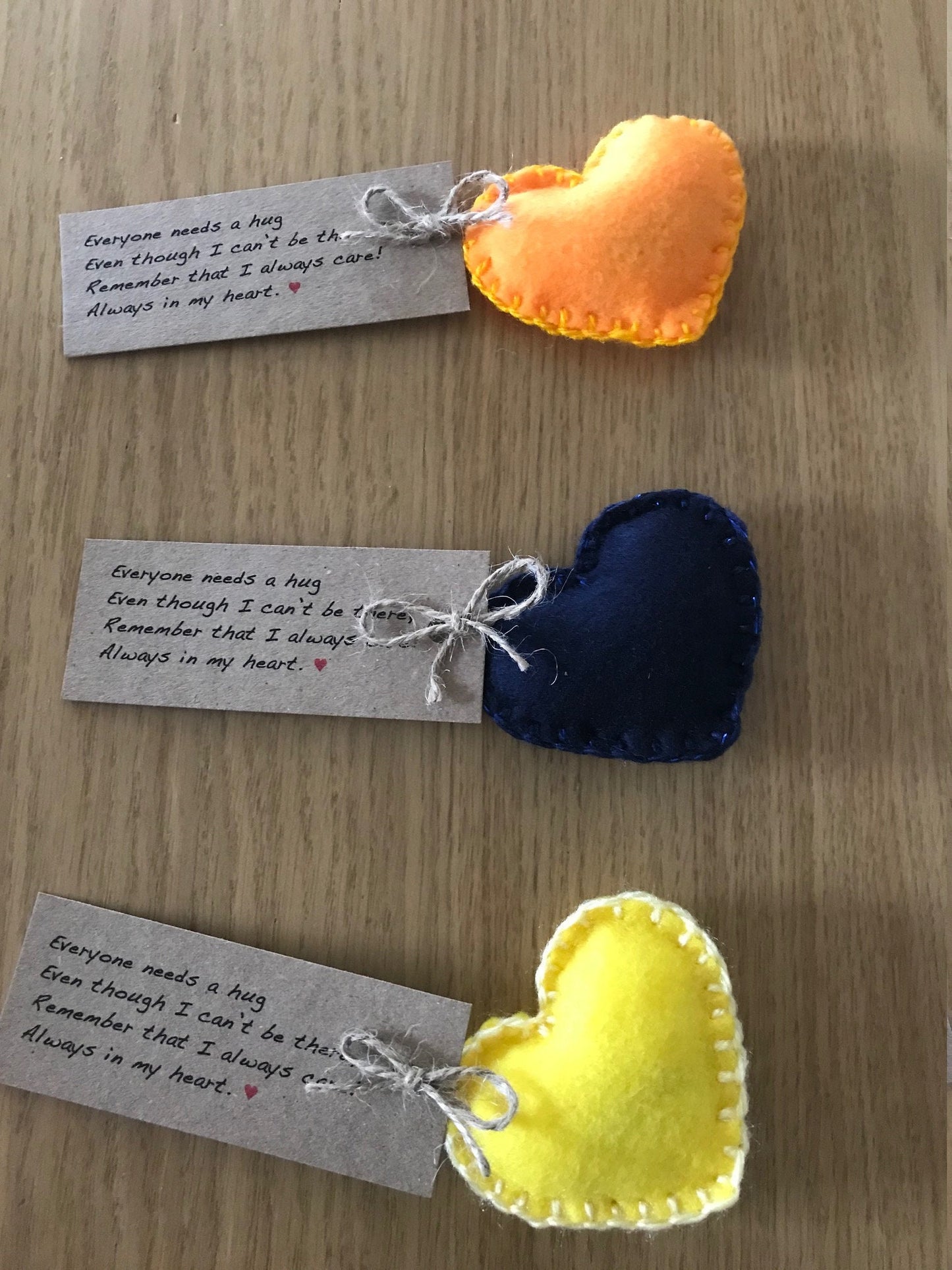 Handmade Heart Pocket Hug, Valentines Heart Gift, Mother's Day Pocket Hug, Letterbox gift message, lockdown present, back to school,
