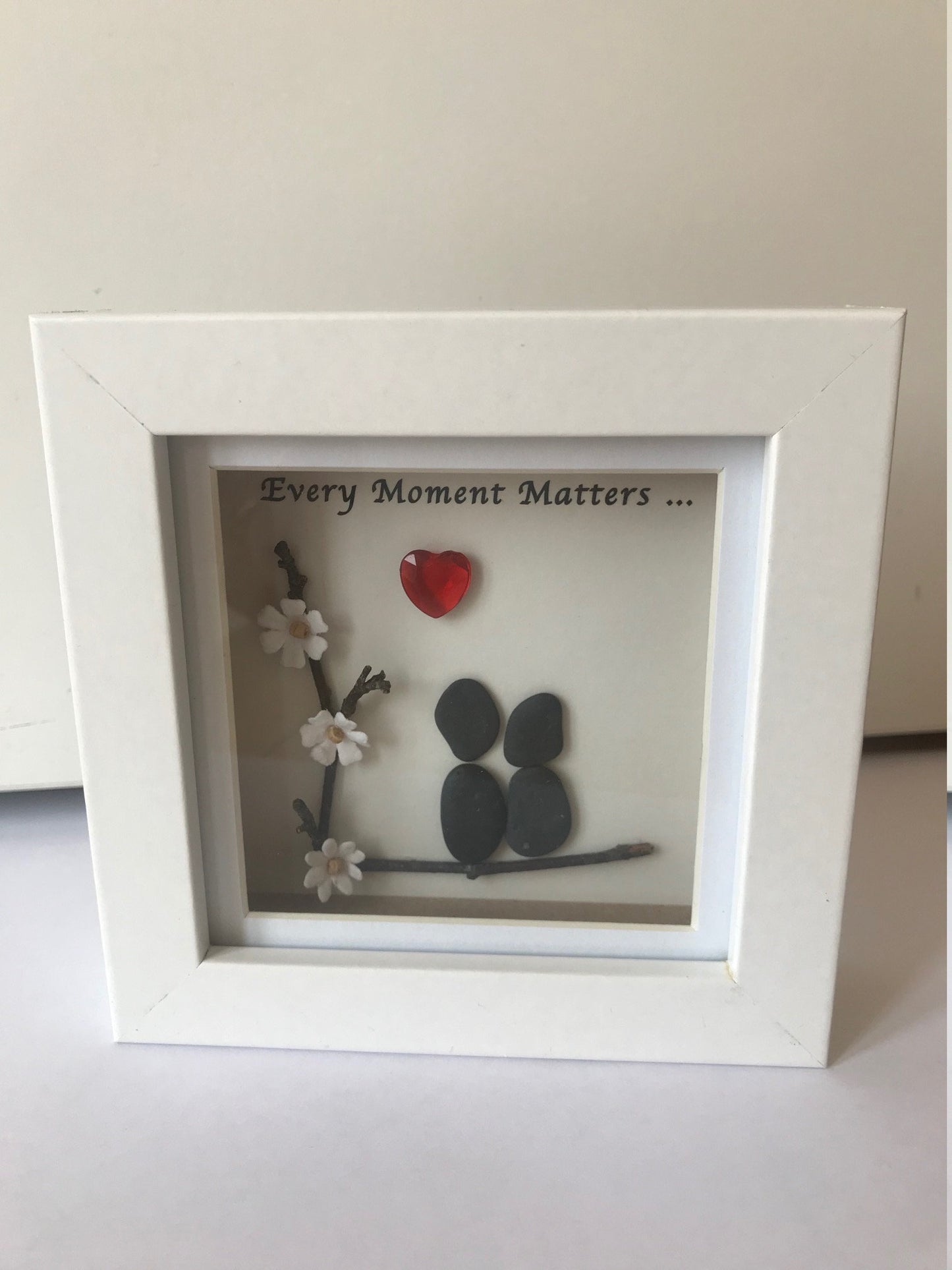 Personalised Wedding Pebble Picture, Family Pebble Art, Frame Pebble Picture for Wife, Unique Valentine's Day Gift for Husband, Pebble Art