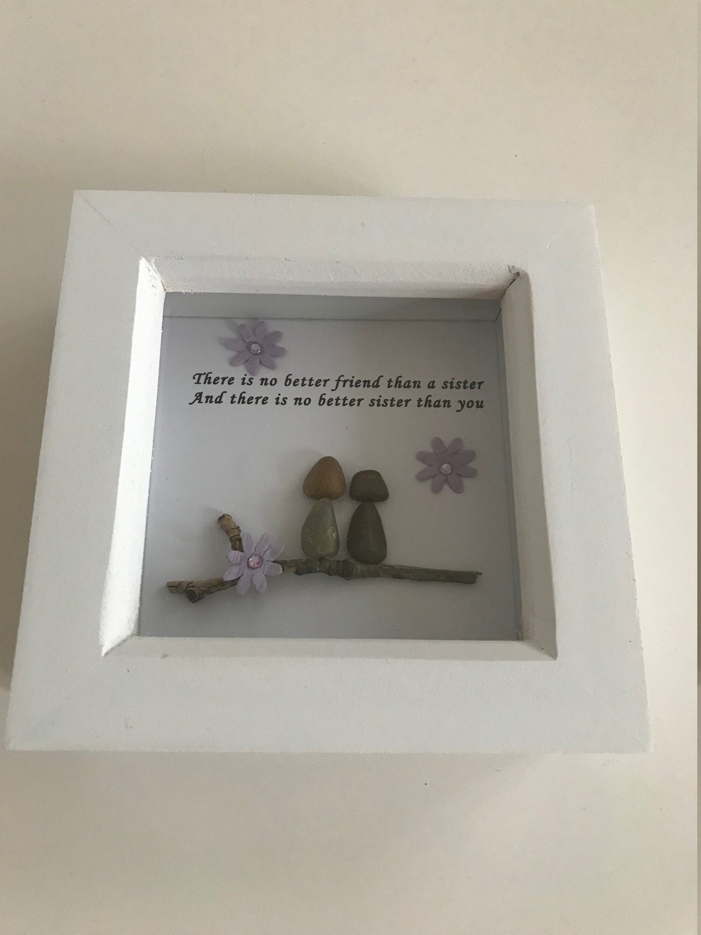 Sister Pebble Picture Gift / Personalised Gift for Sister / Handmade Pebble Artwork for Sis, Family Handmade Gifts
