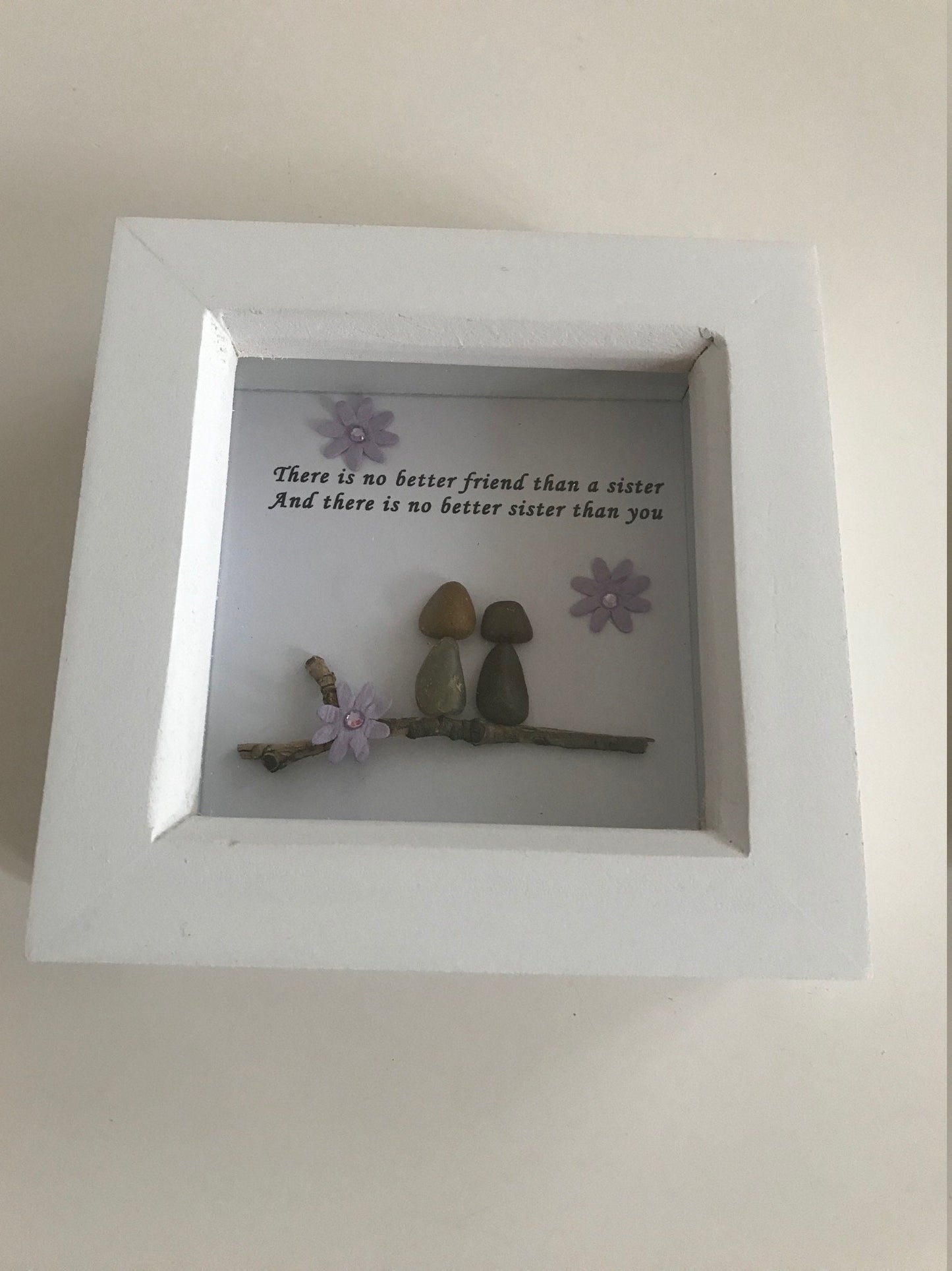 Sister Pebble Picture Gift / Personalised Gift for Sister / Handmade Pebble Artwork for Sis, Family Handmade Gifts