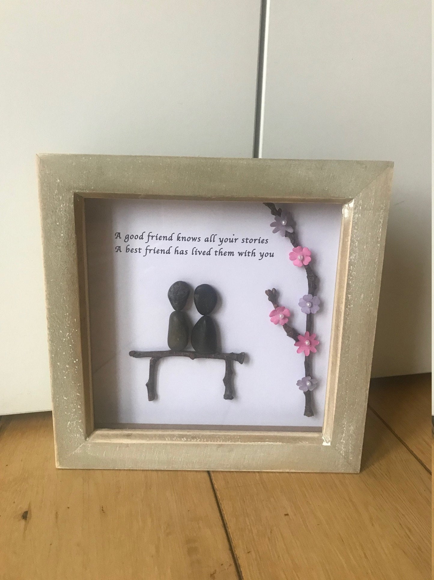 Best Friend Pebble Picture, Personalised Friend Pebble Picture, Friend Birthday Gift, Bestie Pebble Picture, Framed Pebble Picture
