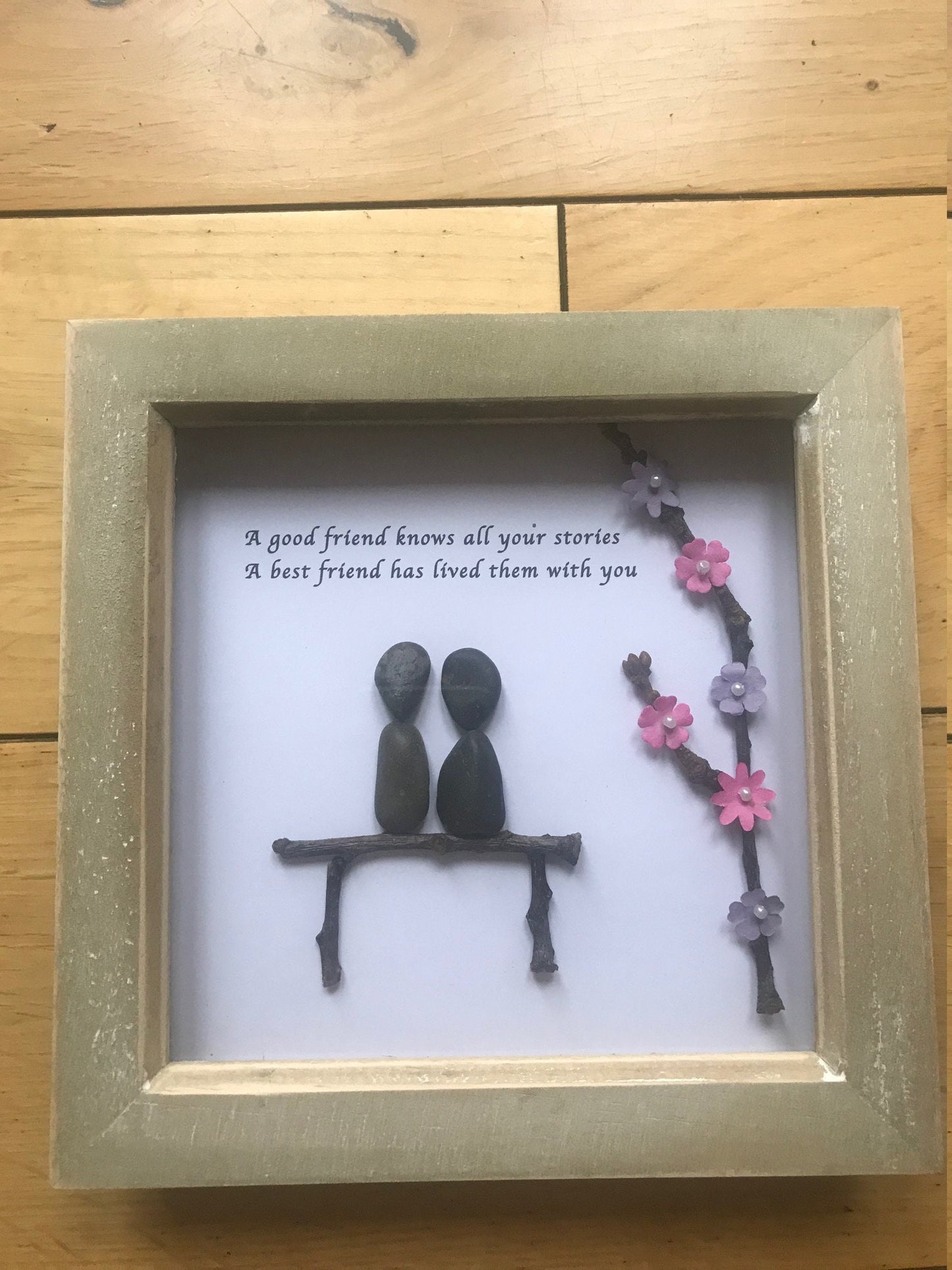 Best Friend Pebble Picture, Personalised Friend Pebble Picture, Friend Birthday Gift, Bestie Pebble Picture, Framed Pebble Picture
