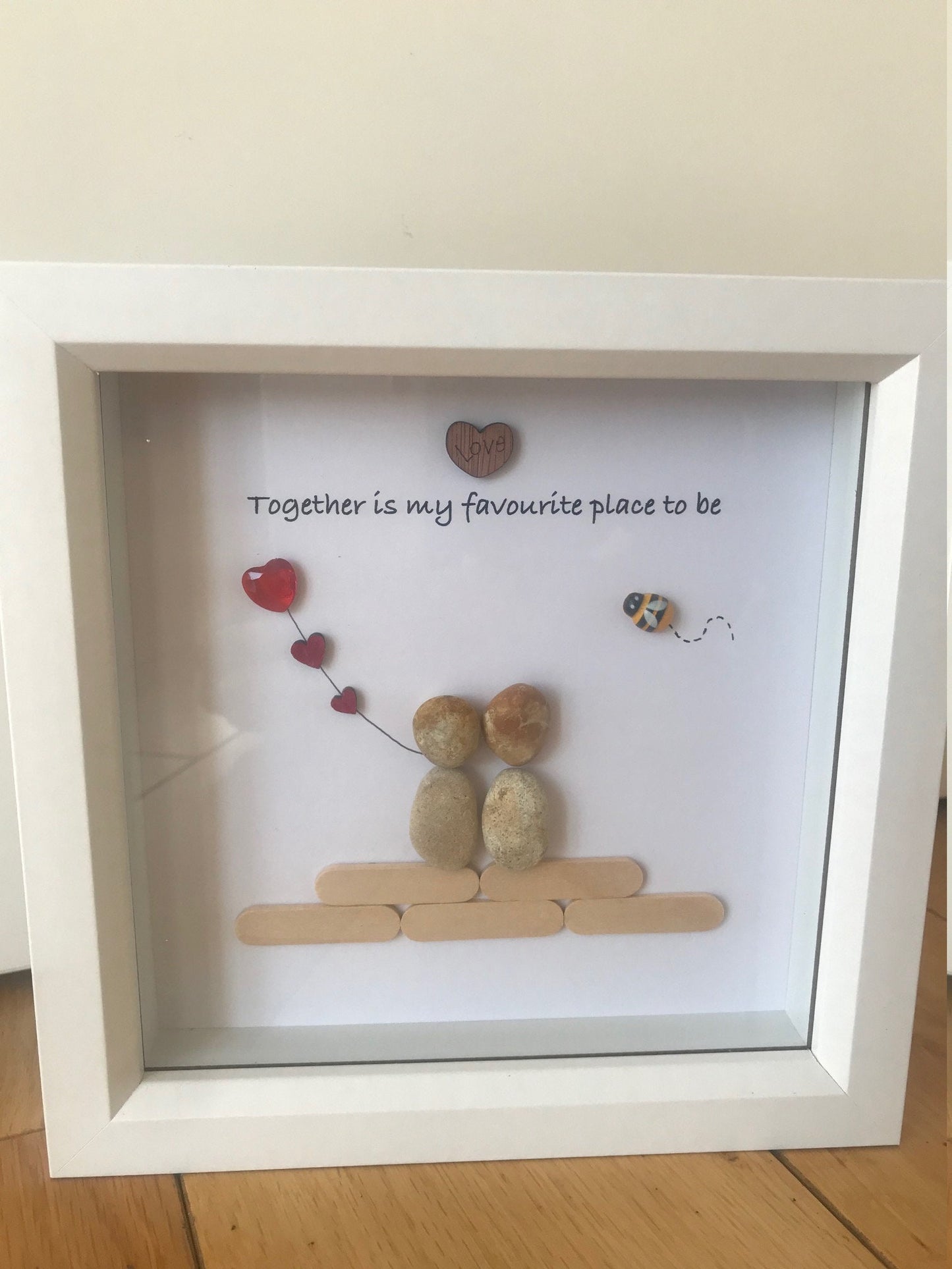 Valentine's Day Pebble Picture, Personalised Valentine's Day Gift, Unique Pebble Picture for Wife, Personalised Pebble Picture for Husband