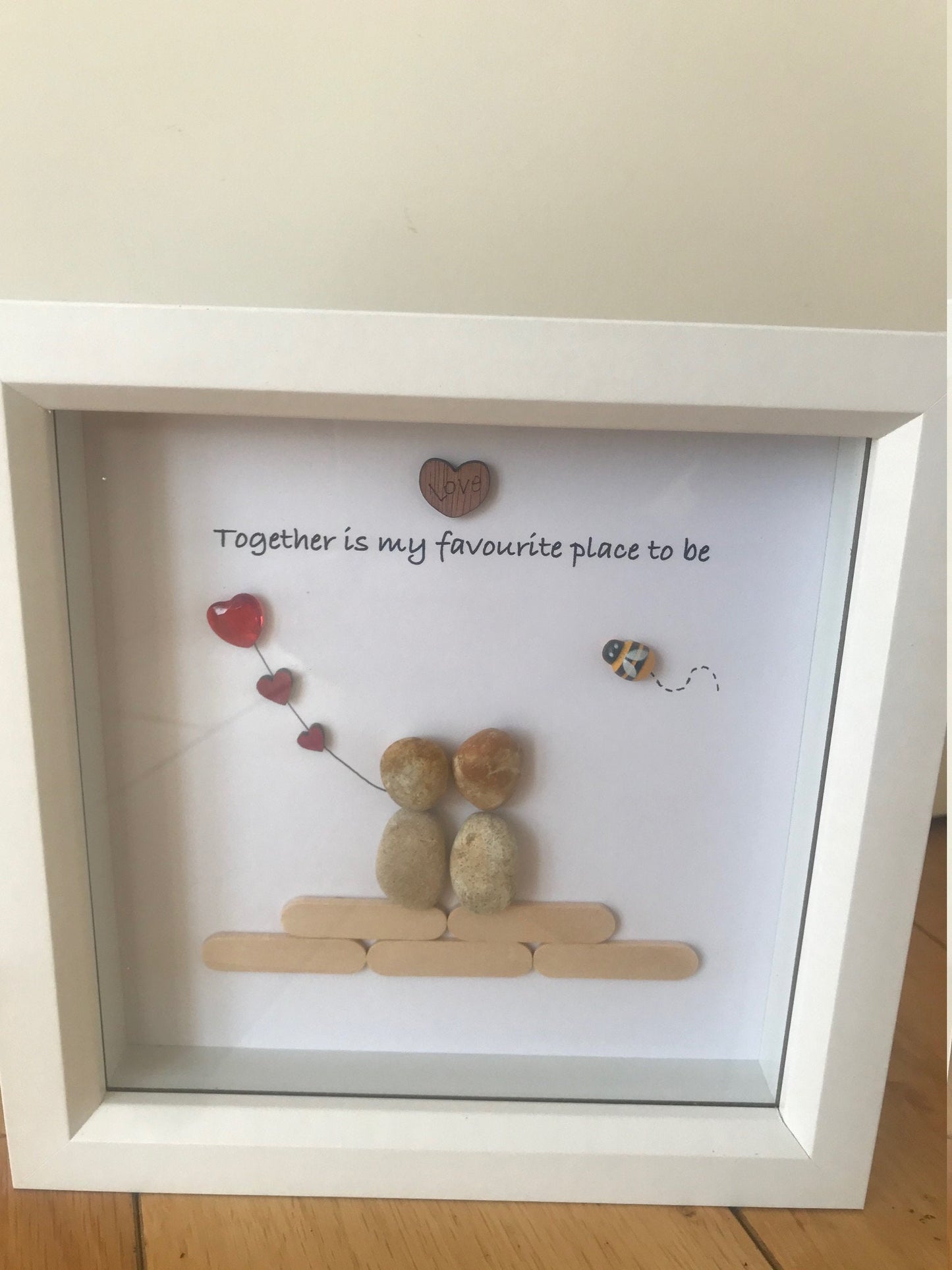 Valentine's Day Pebble Picture, Personalised Valentine's Day Gift, Unique Pebble Picture for Wife, Personalised Pebble Picture for Husband