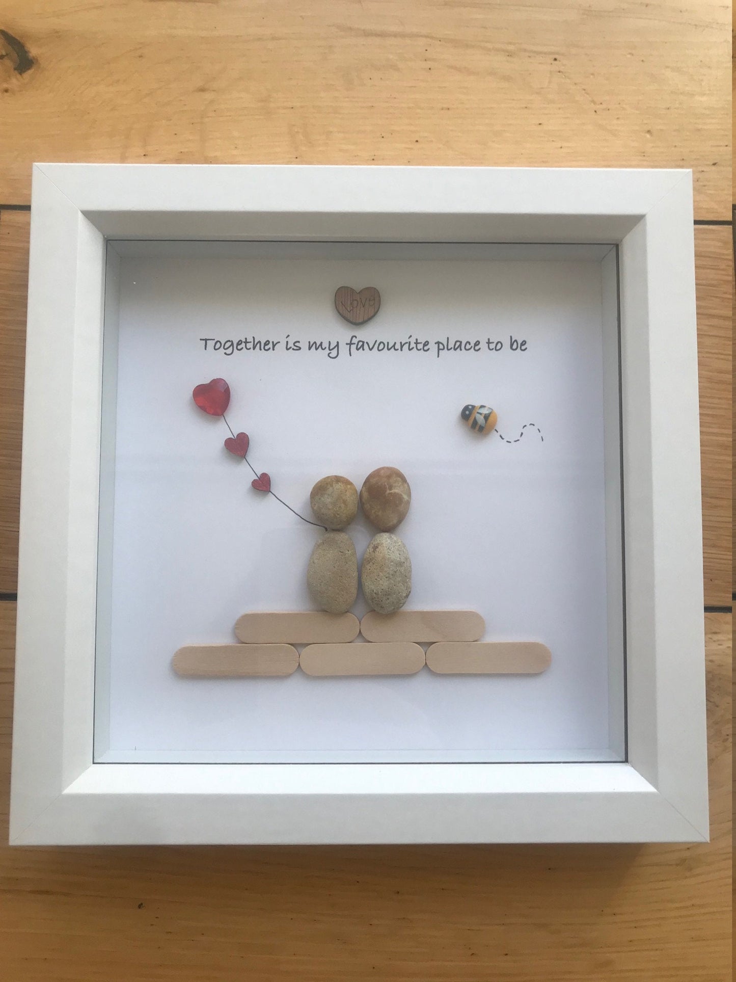 Valentine's Day Pebble Picture, Personalised Valentine's Day Gift, Unique Pebble Picture for Wife, Personalised Pebble Picture for Husband