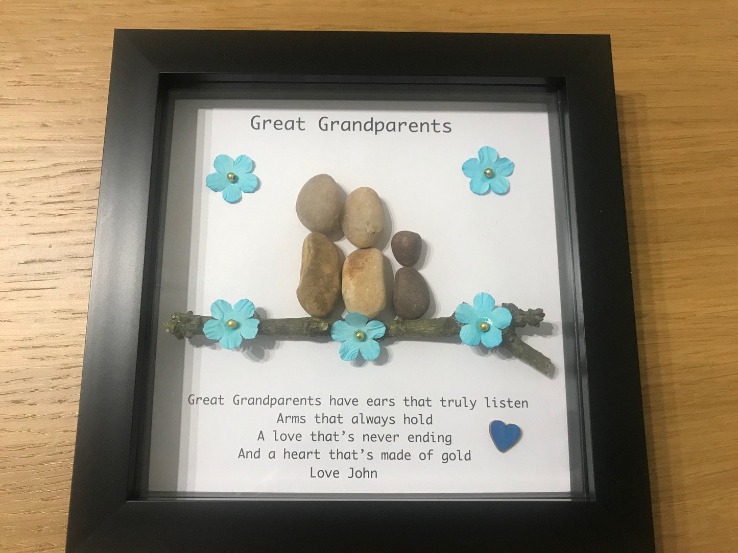 Personalised Great Grandparents Pebble Picture, Personalised Grandparents Gift, Unique Birthday Gift for Grandma, Pebble Gift for Granny