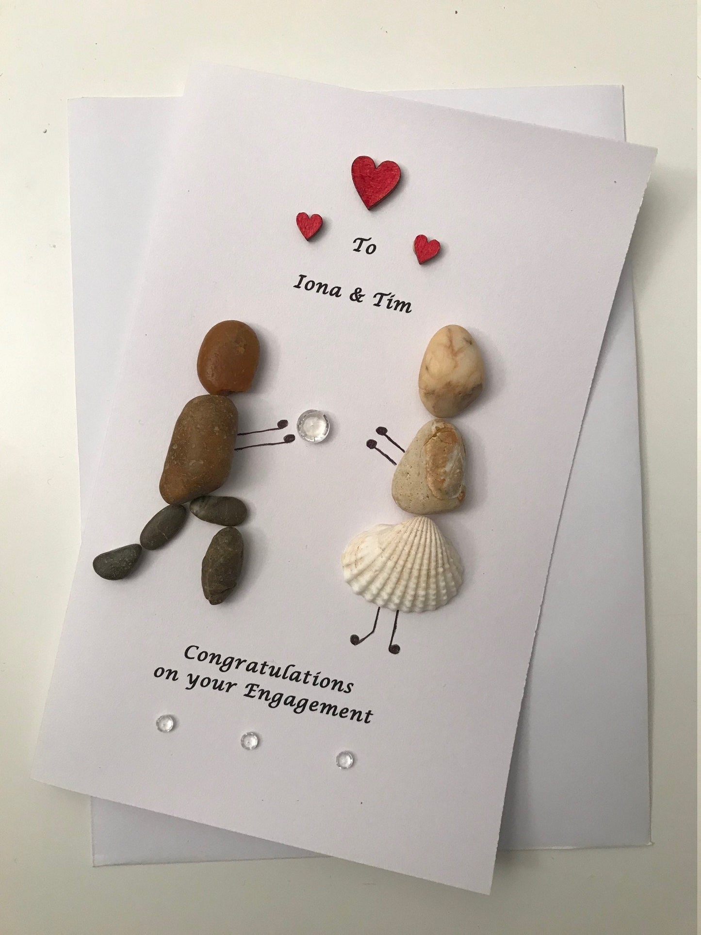 Engagement Pebble Card, Engagement Cards, Pebble Artwork Cards, Personalised Engagement Card
