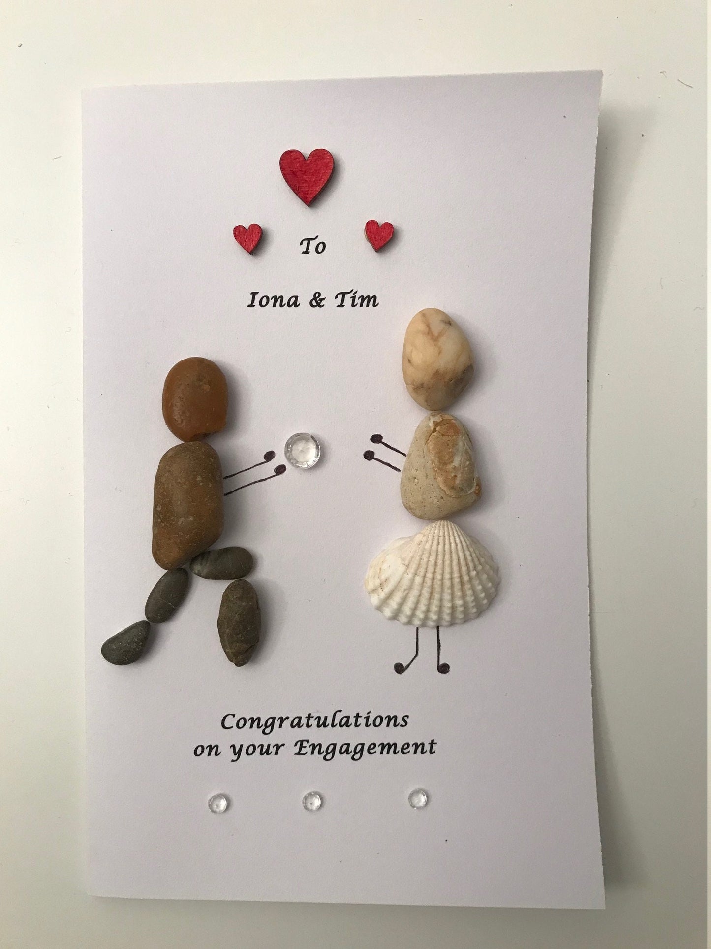 Engagement Pebble Card, Engagement Cards, Pebble Artwork Cards, Personalised Engagement Card