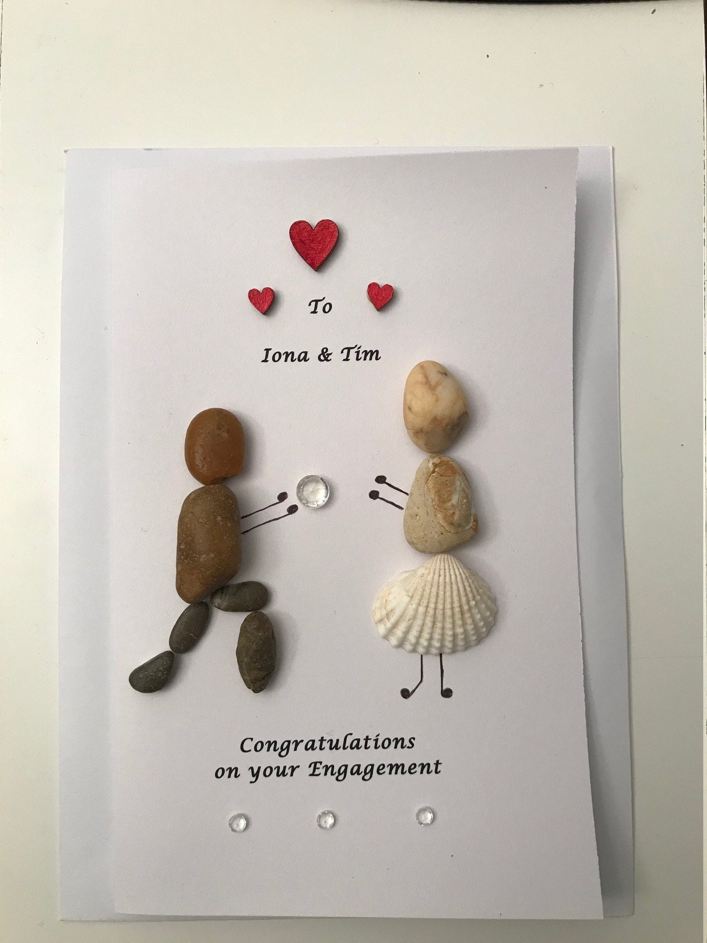 Engagement Pebble Card, Engagement Cards, Pebble Artwork Cards, Personalised Engagement Card