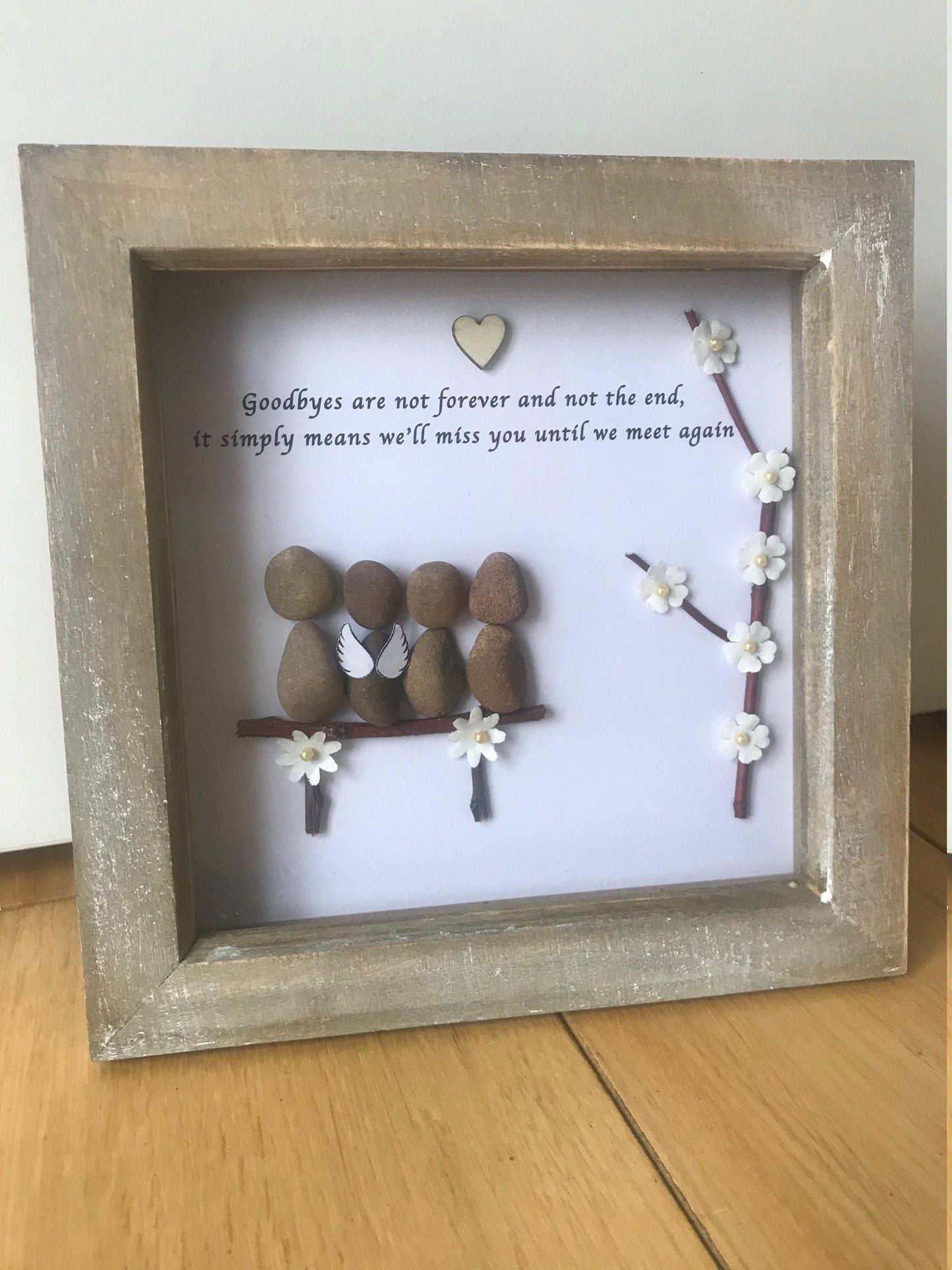 Farewell Pebble Picture / Loss of Family Member Gift / Unique Bereavement Gift / Family Loss Personalised Gift / Loss of Wife Gift