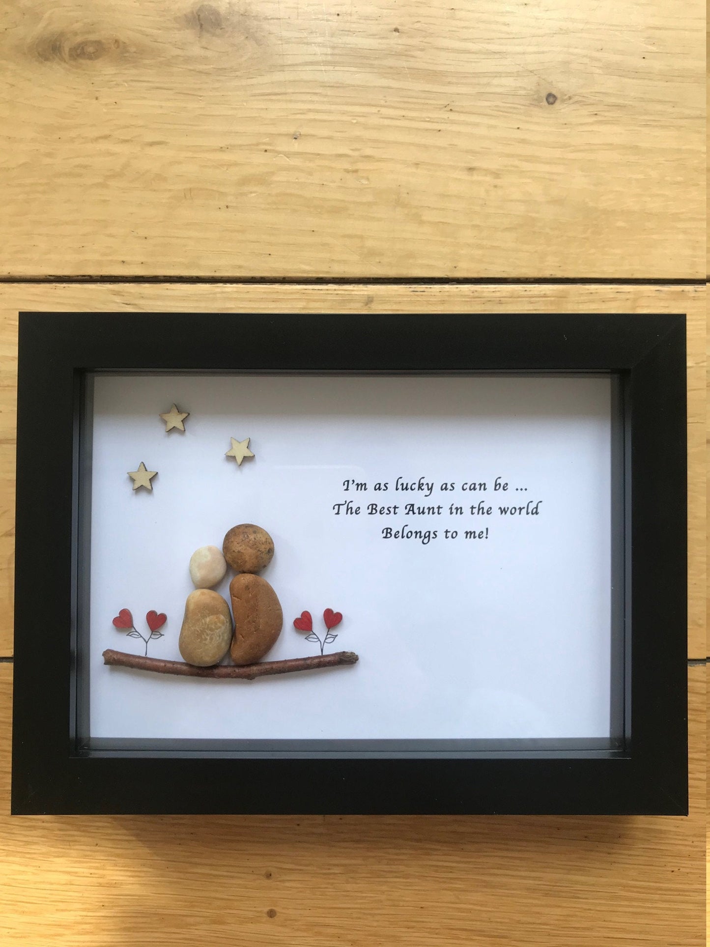 Personalised Family Auntie Pebble Picture, Personalised Aunty Gift, Birthday Gift for Aunt, Pebble Art Gift for Auntie, Gift from Niece