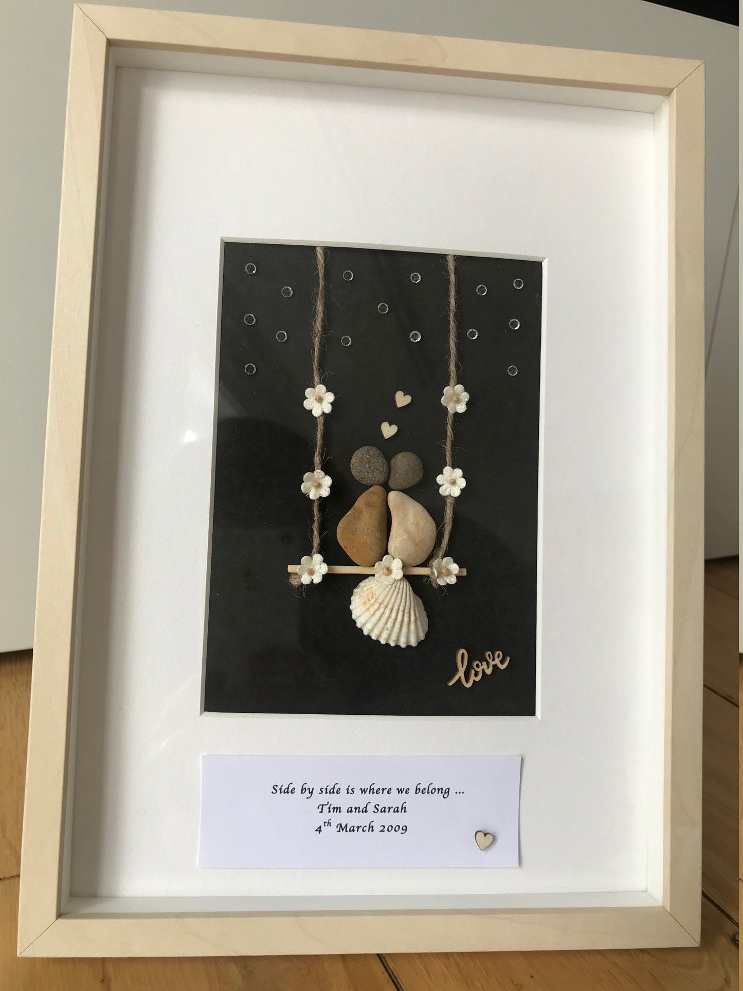 Personalised Wedding Gift, Personalised Pebble Artwork Frame, Wedding Gift, Gifts for the couple, Handmade Wedding Frames,Gift for Her,