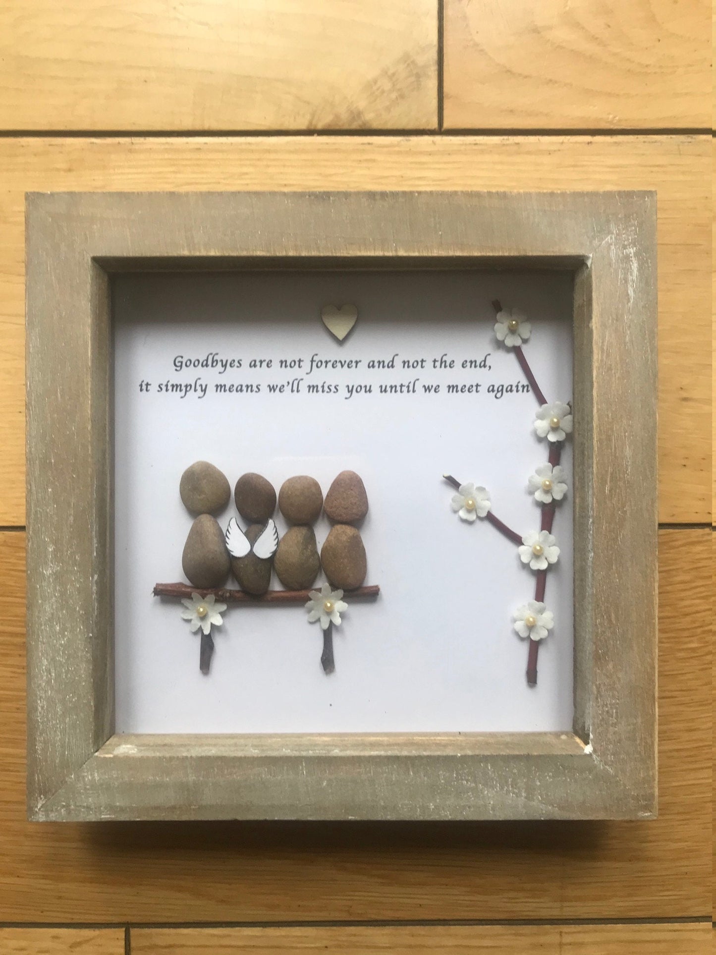Farewell Pebble Picture / Loss of Family Member Gift / Unique Bereavement Gift / Family Loss Personalised Gift / Loss of Wife Gift