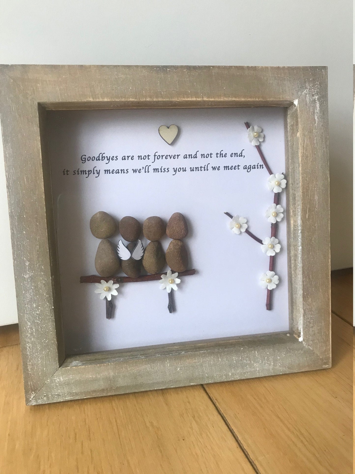 Farewell Pebble Picture / Loss of Family Member Gift / Unique Bereavement Gift / Family Loss Personalised Gift / Loss of Wife Gift