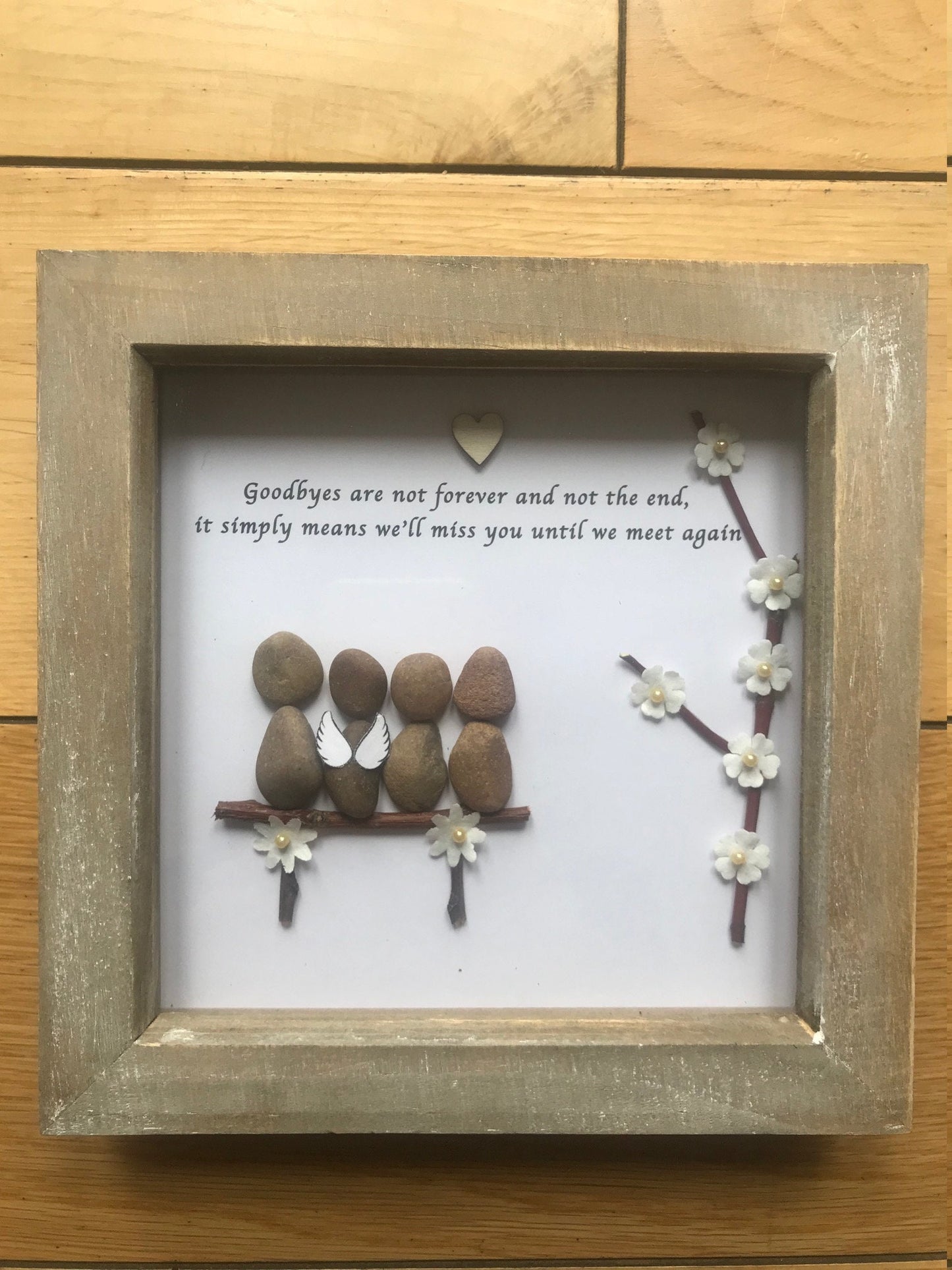Farewell Pebble Picture / Loss of Family Member Gift / Unique Bereavement Gift / Family Loss Personalised Gift / Loss of Wife Gift