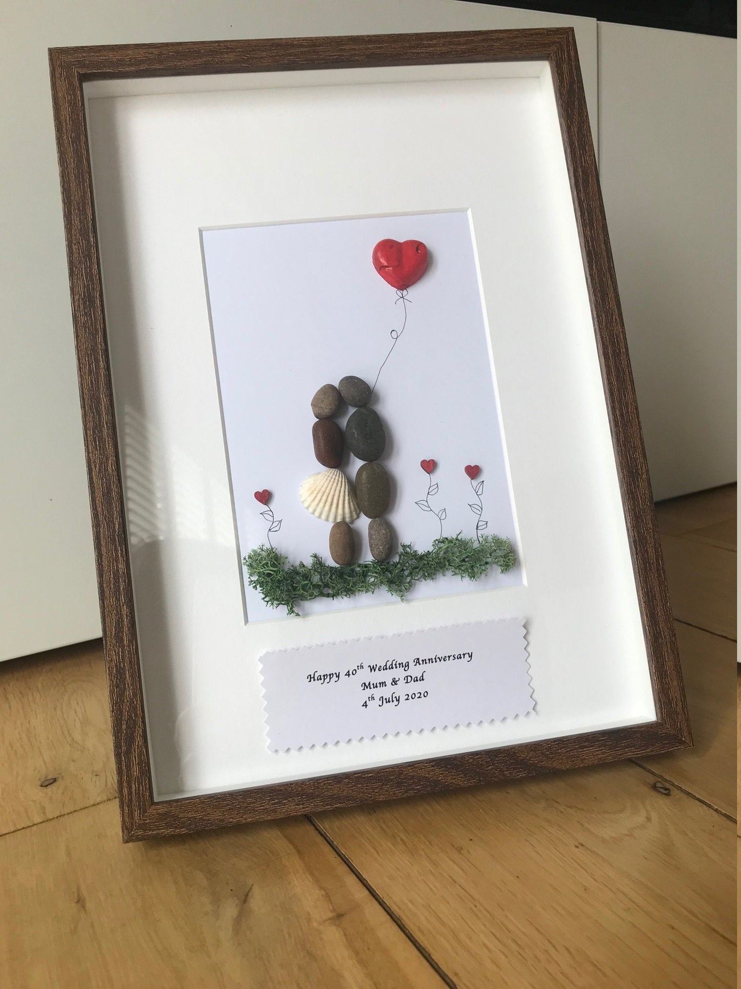 Ruby Wedding Anniversary Picture, Ruby Gift Pebble Picture, Personalised 40th Anniversary Gift, 40th Wedding Anniversary Picture