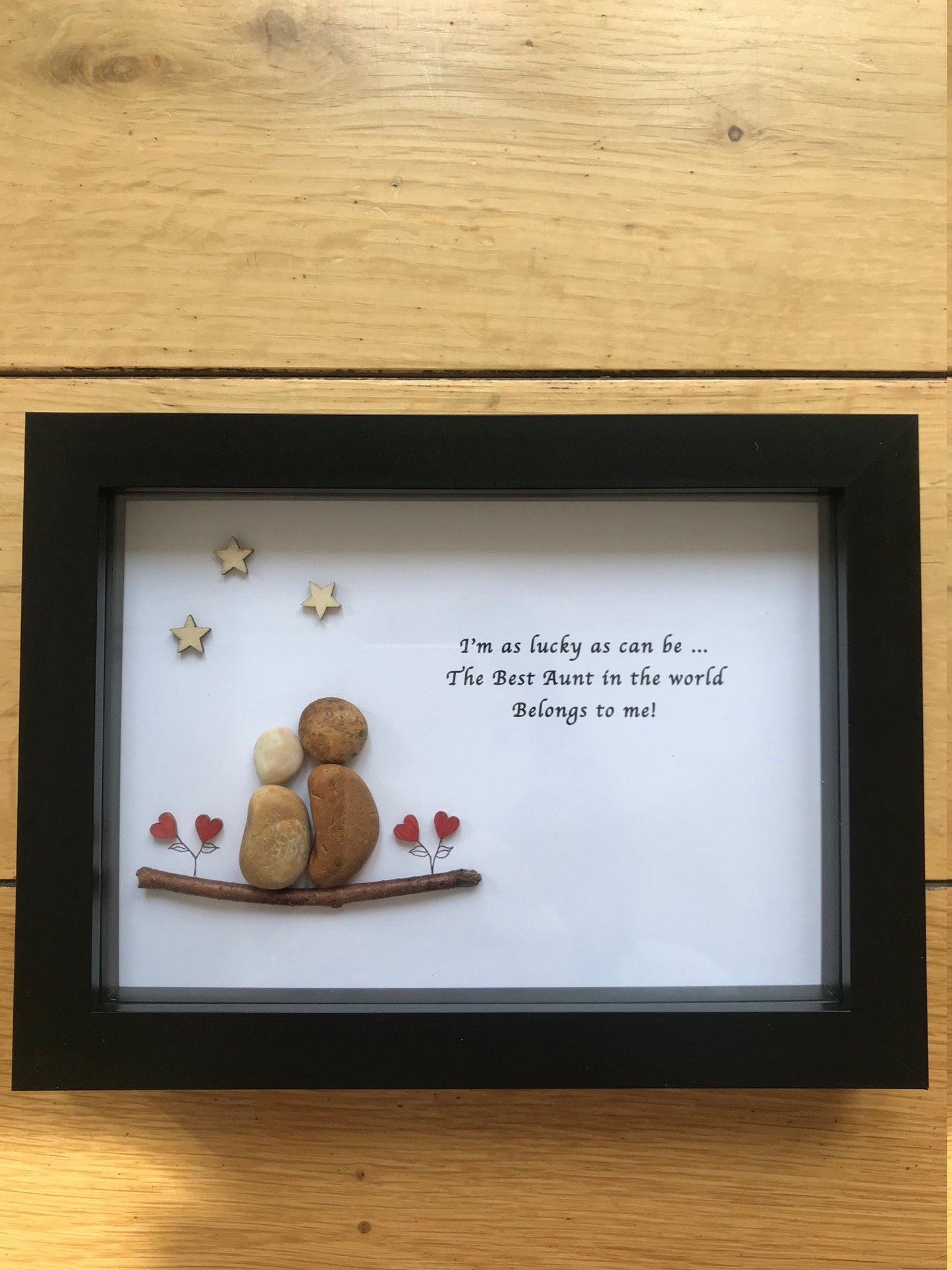 Personalised Family Auntie Pebble Picture, Personalised Aunty Gift, Birthday Gift for Aunt, Pebble Art Gift for Auntie, Gift from Niece