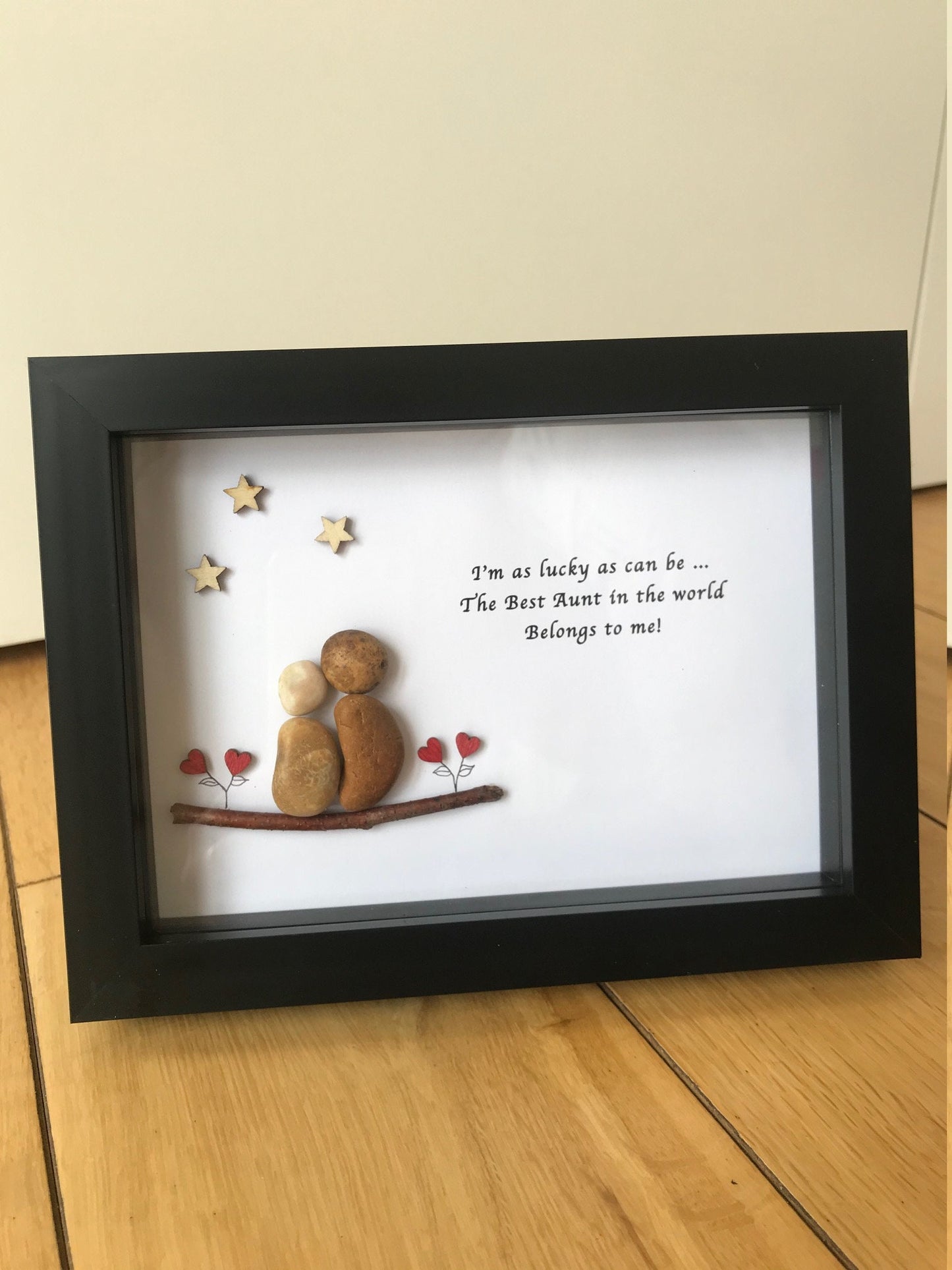 Personalised Family Auntie Pebble Picture, Personalised Aunty Gift, Birthday Gift for Aunt, Pebble Art Gift for Auntie, Gift from Niece