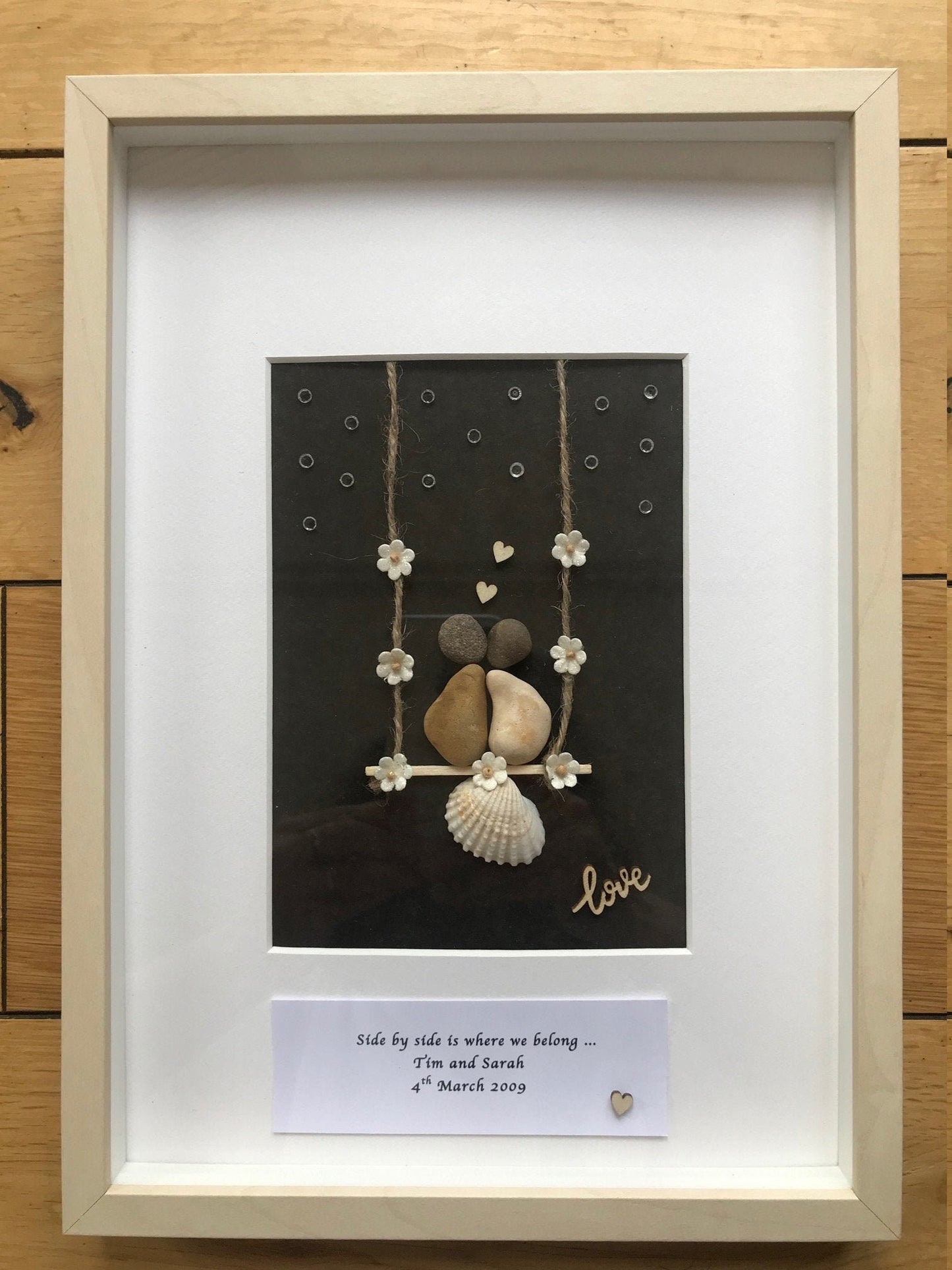Personalised Wedding Gift, Personalised Pebble Artwork Frame, Wedding Gift, Gifts for the couple, Handmade Wedding Frames,Gift for Her,