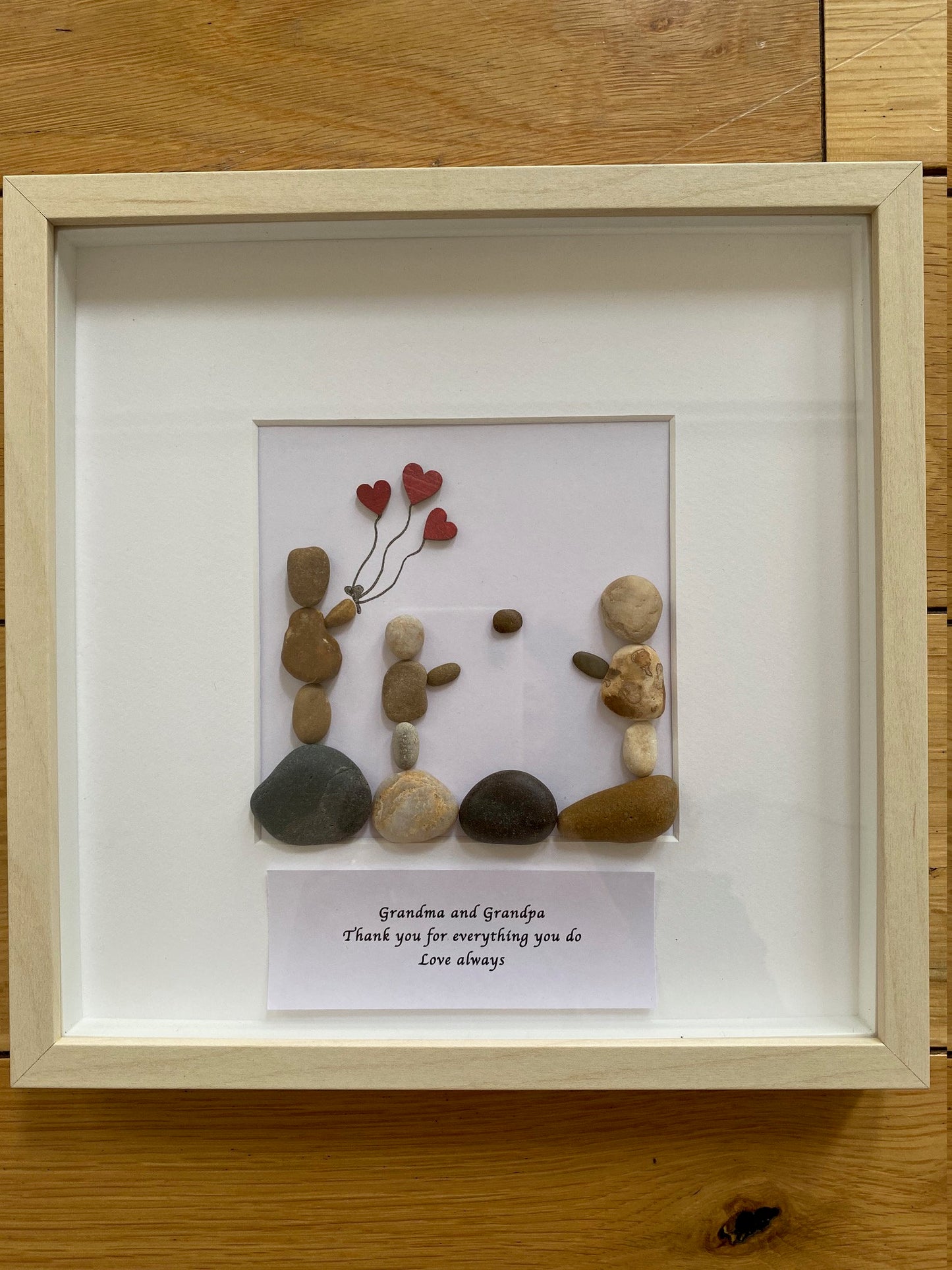Thank you Grandma and Grandpa Gift, Grandparents Pebble Artwork Frame, Gift for Granny, Gift for Grandpa, Family Pebble Art Frame