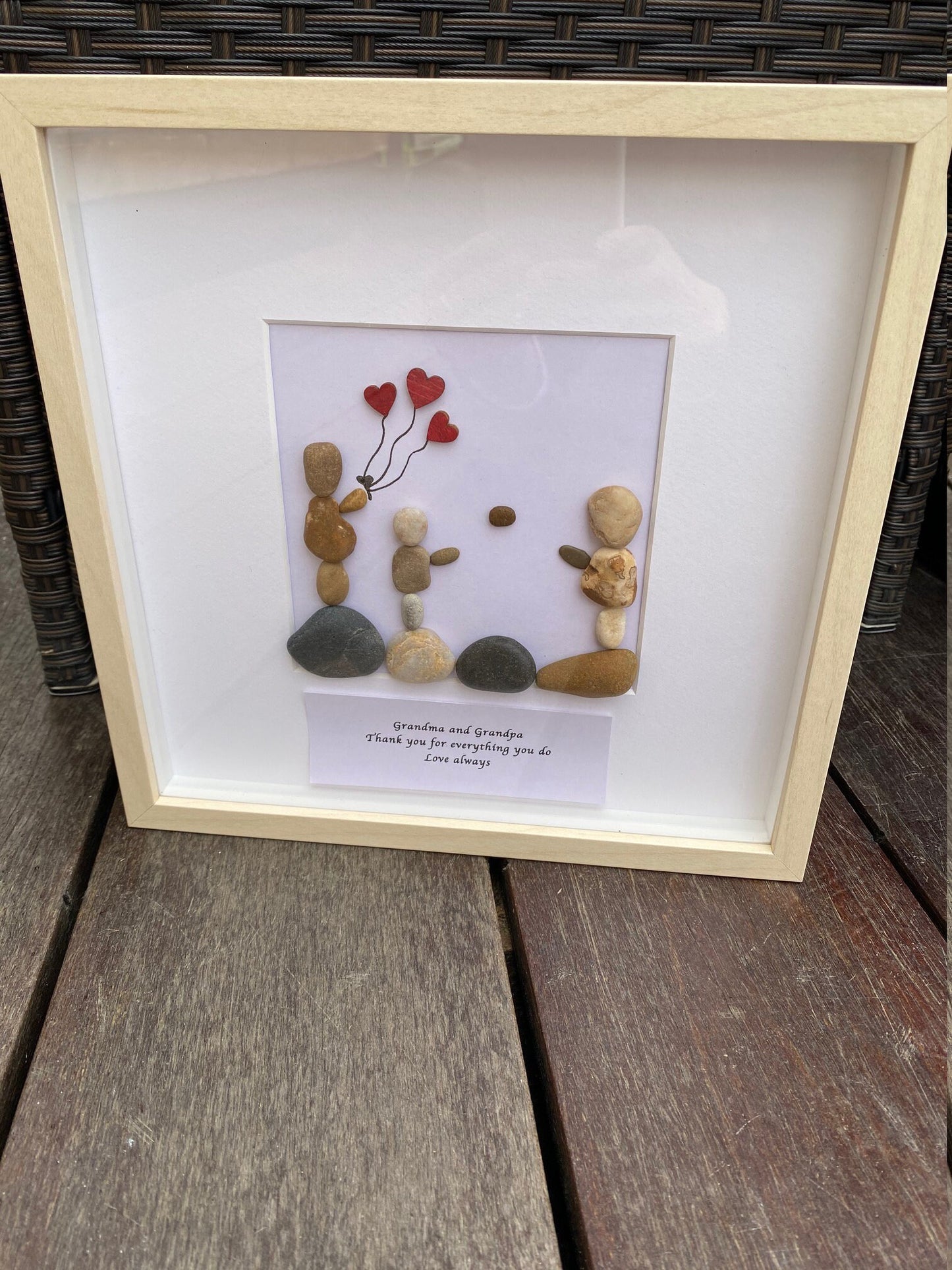 Thank you Grandma and Grandpa Gift, Grandparents Pebble Artwork Frame, Gift for Granny, Gift for Grandpa, Family Pebble Art Frame