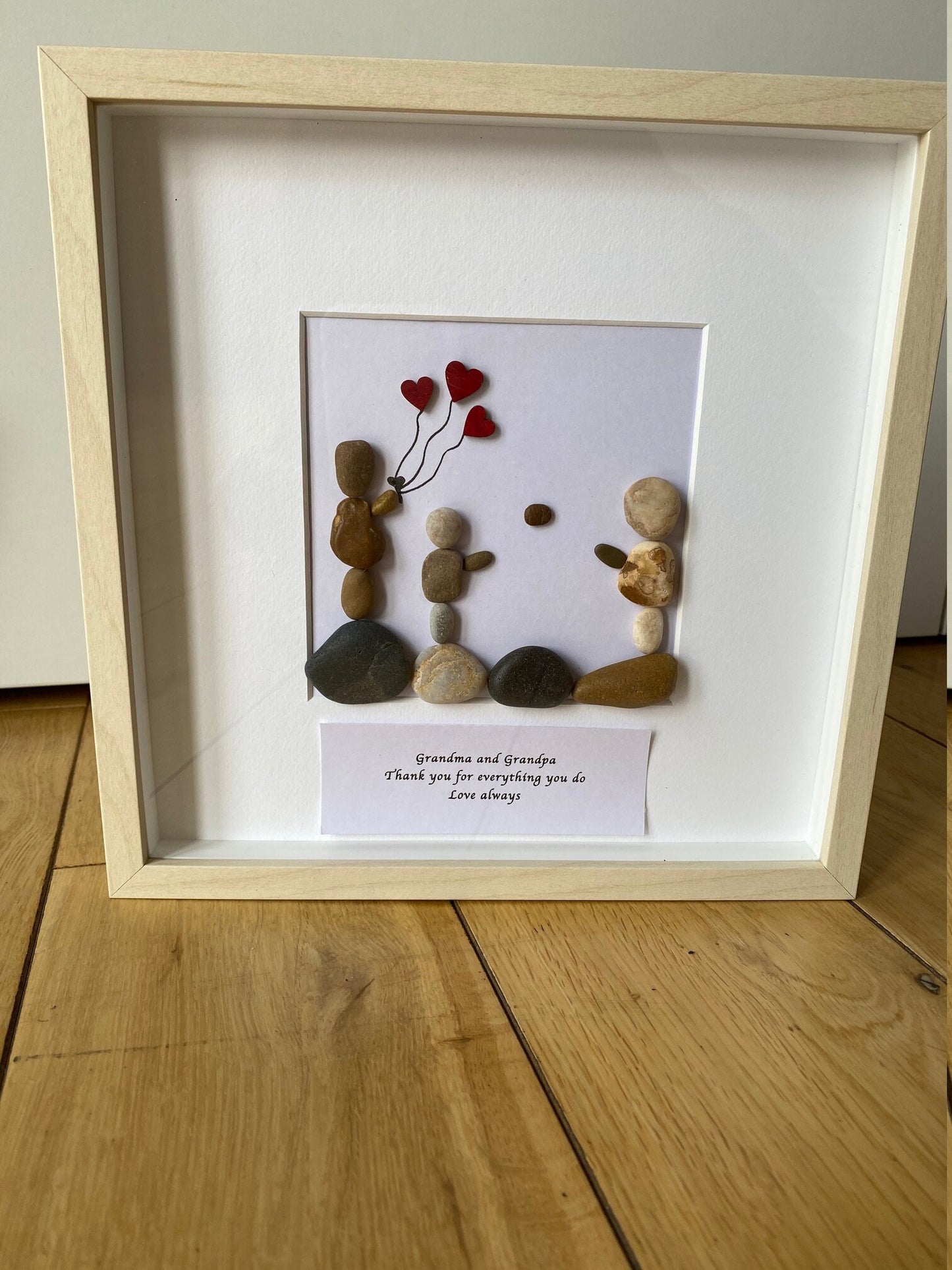 Thank you Grandma and Grandpa Gift, Grandparents Pebble Artwork Frame, Gift for Granny, Gift for Grandpa, Family Pebble Art Frame