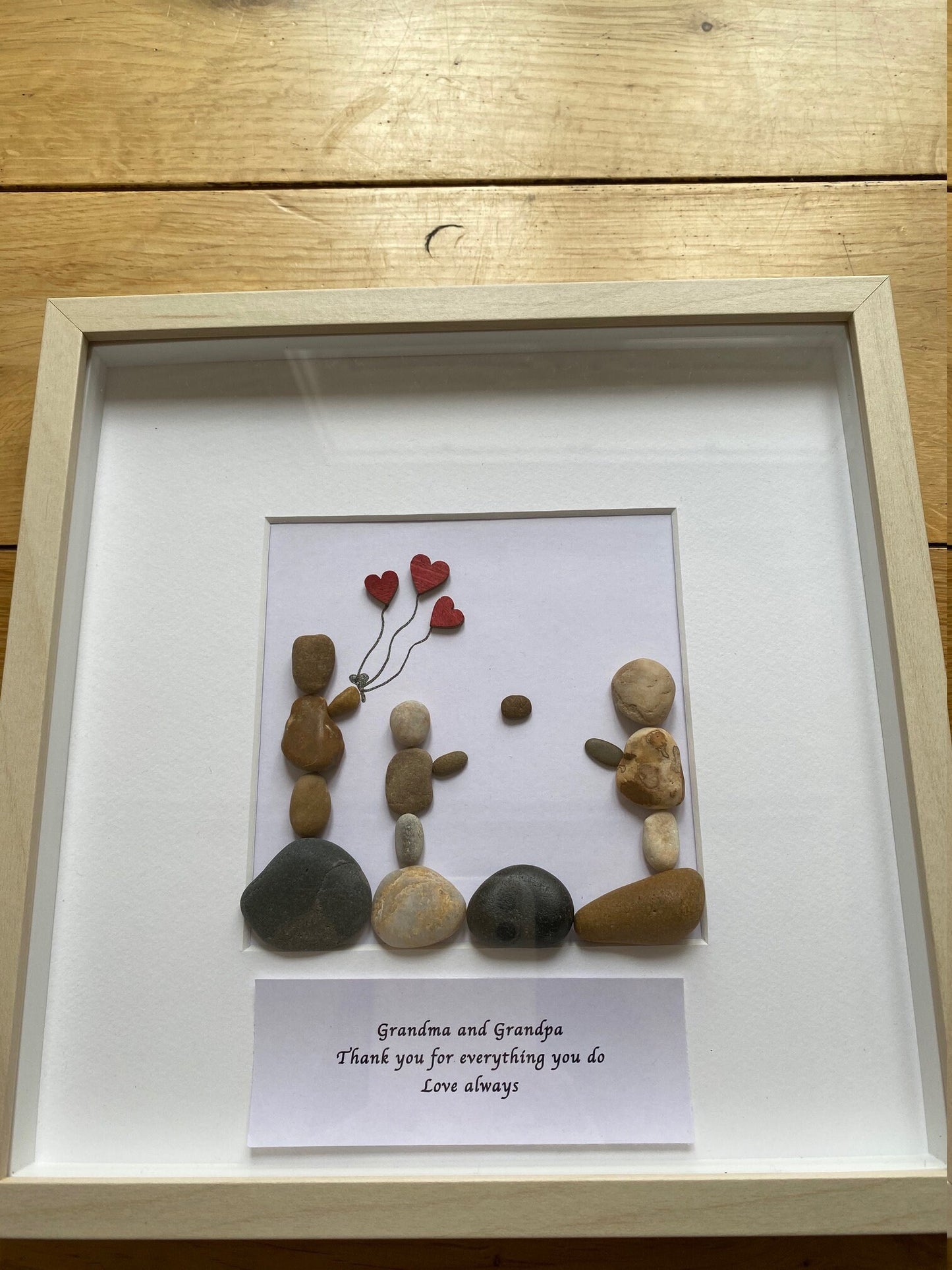 Thank you Grandma and Grandpa Gift, Grandparents Pebble Artwork Frame, Gift for Granny, Gift for Grandpa, Family Pebble Art Frame