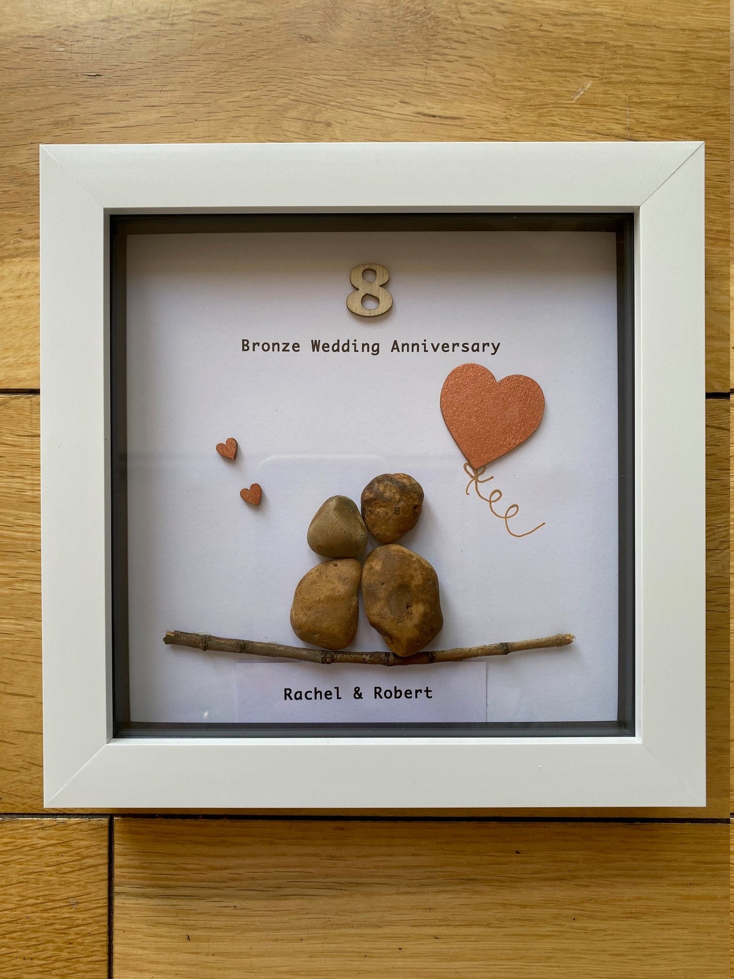 Bronze Wedding Anniversary Gift, 8th Wedding Anniversary Gift, Pebble Artwork, 19th Wedding Anniversary Gift