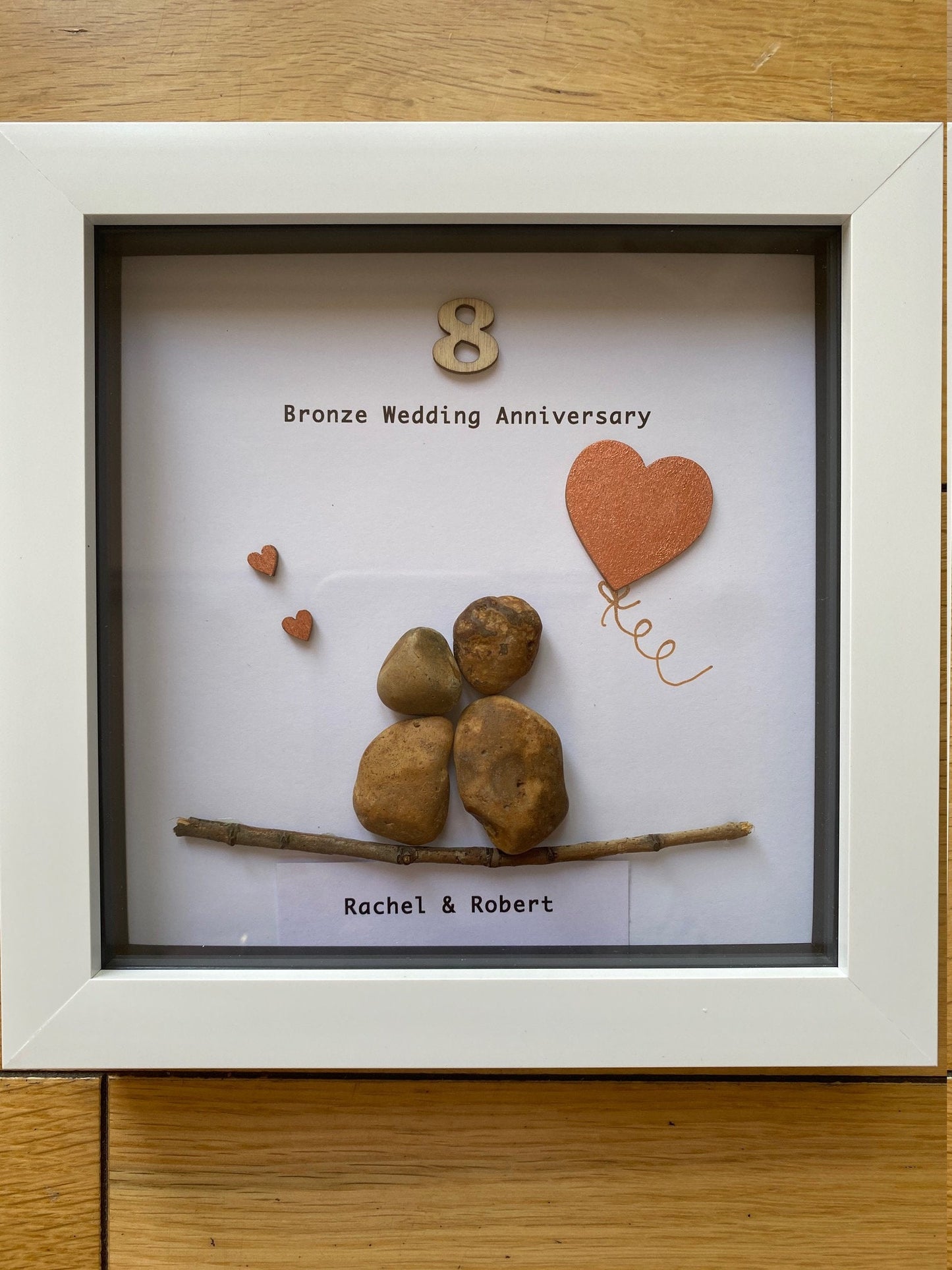 Bronze Wedding Anniversary Gift, 8th Wedding Anniversary Gift, Pebble Artwork, 19th Wedding Anniversary Gift