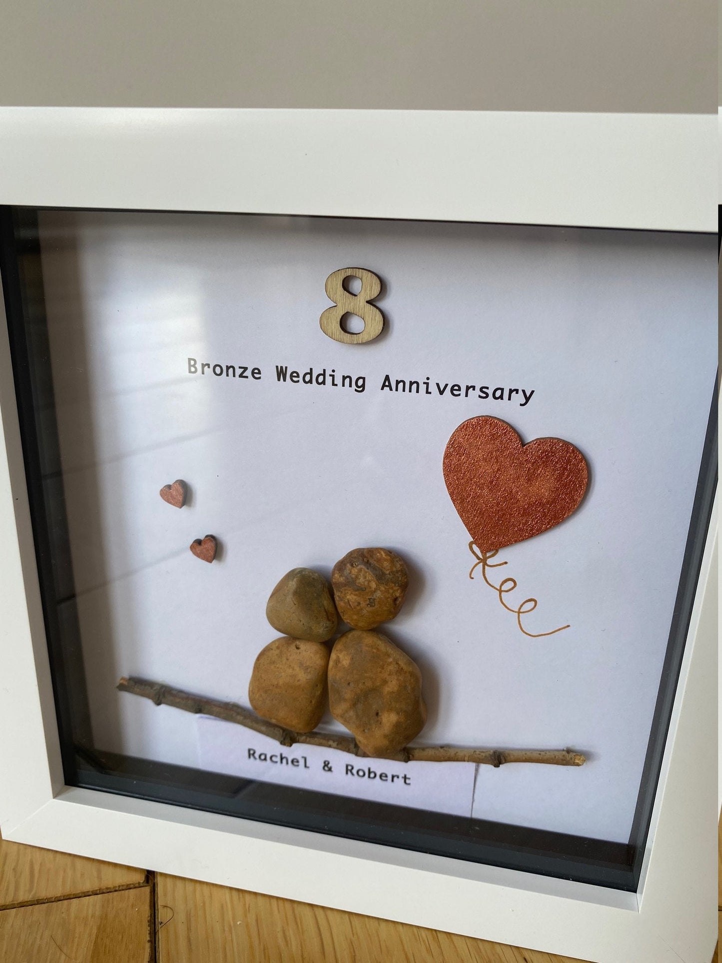 Bronze Wedding Anniversary Gift, 8th Wedding Anniversary Gift, Pebble Artwork, 19th Wedding Anniversary Gift