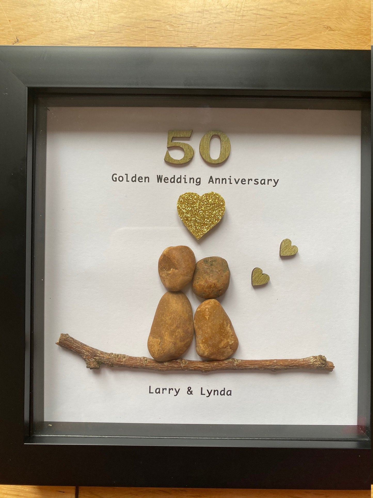 50th Gold Wedding Anniversary Frame, Golden Anniversary Gift, 50th Anniversary Gift, Handmade Personalised 50th Anniversary,