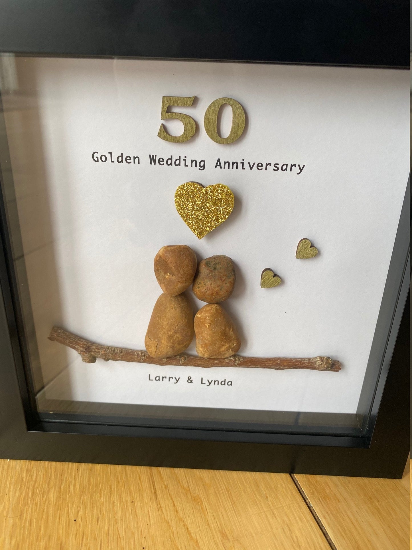 50th Gold Wedding Anniversary Frame, Golden Anniversary Gift, 50th Anniversary Gift, Handmade Personalised 50th Anniversary,