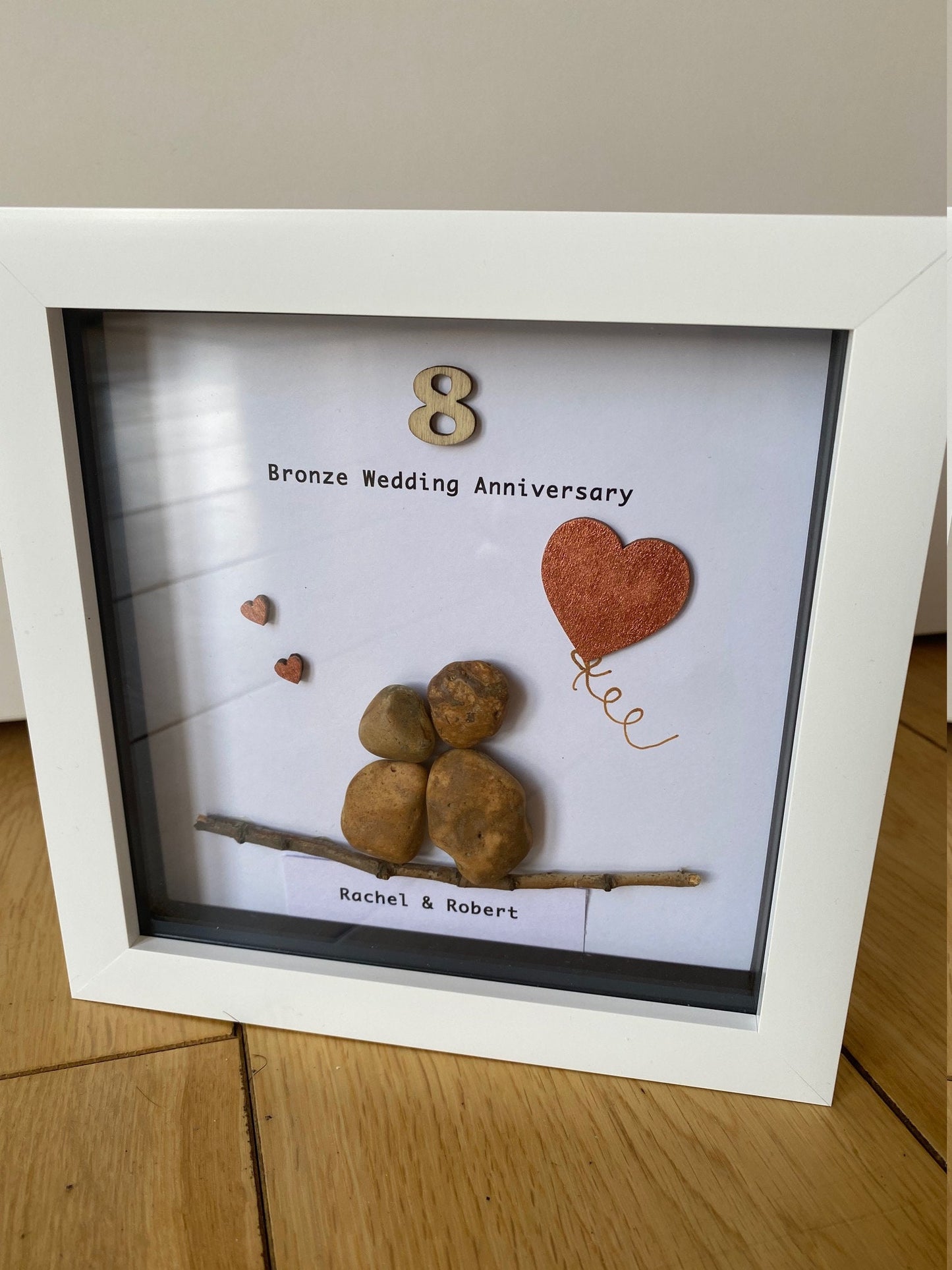 Bronze Wedding Anniversary Gift, 8th Wedding Anniversary Gift, Pebble Artwork, 19th Wedding Anniversary Gift