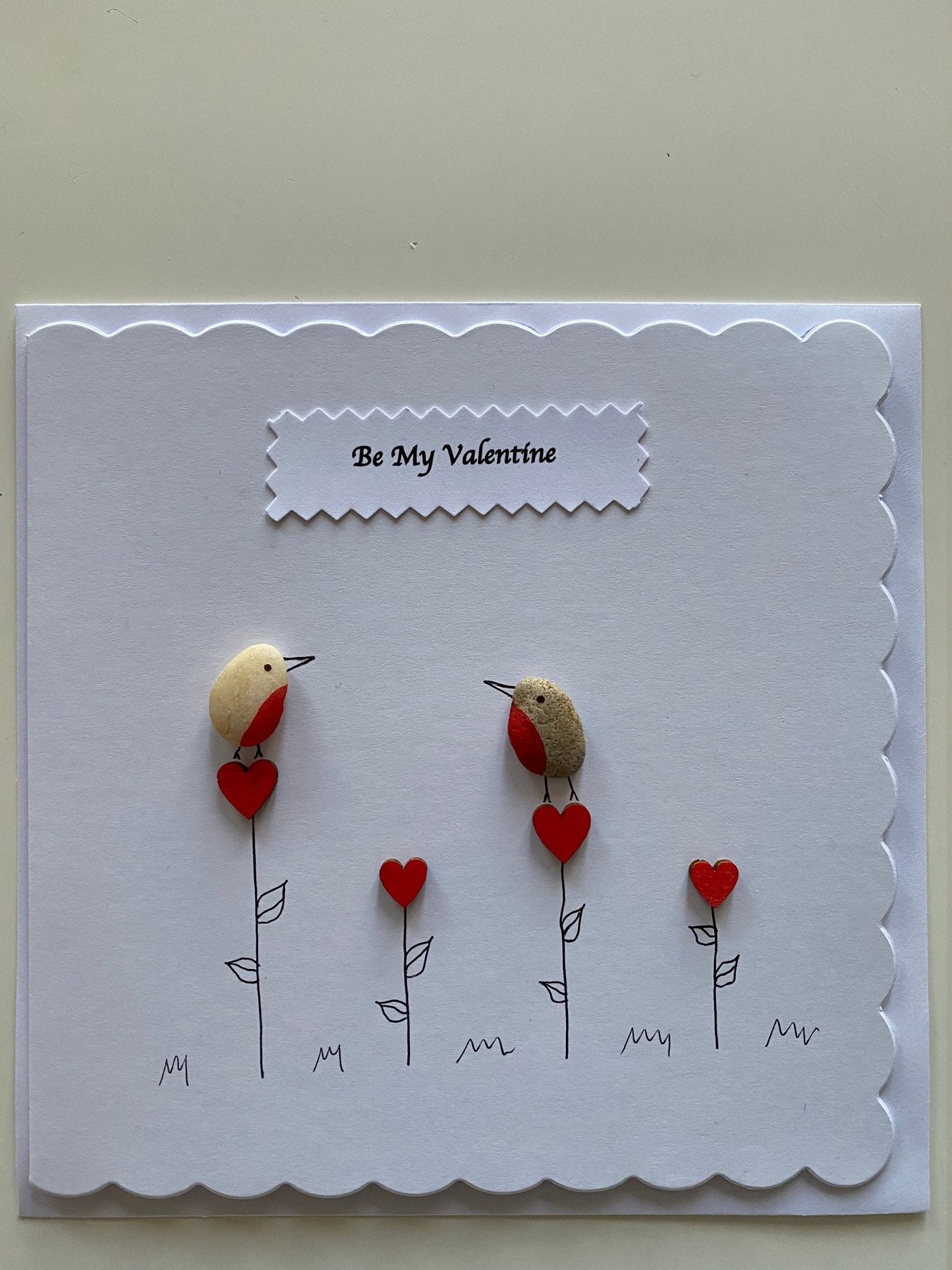 Valentine's Day Handmade Pebble Card, Pebble Artwork Valentine's Card, Personalised Valentine's Card, Be My Valentine Card