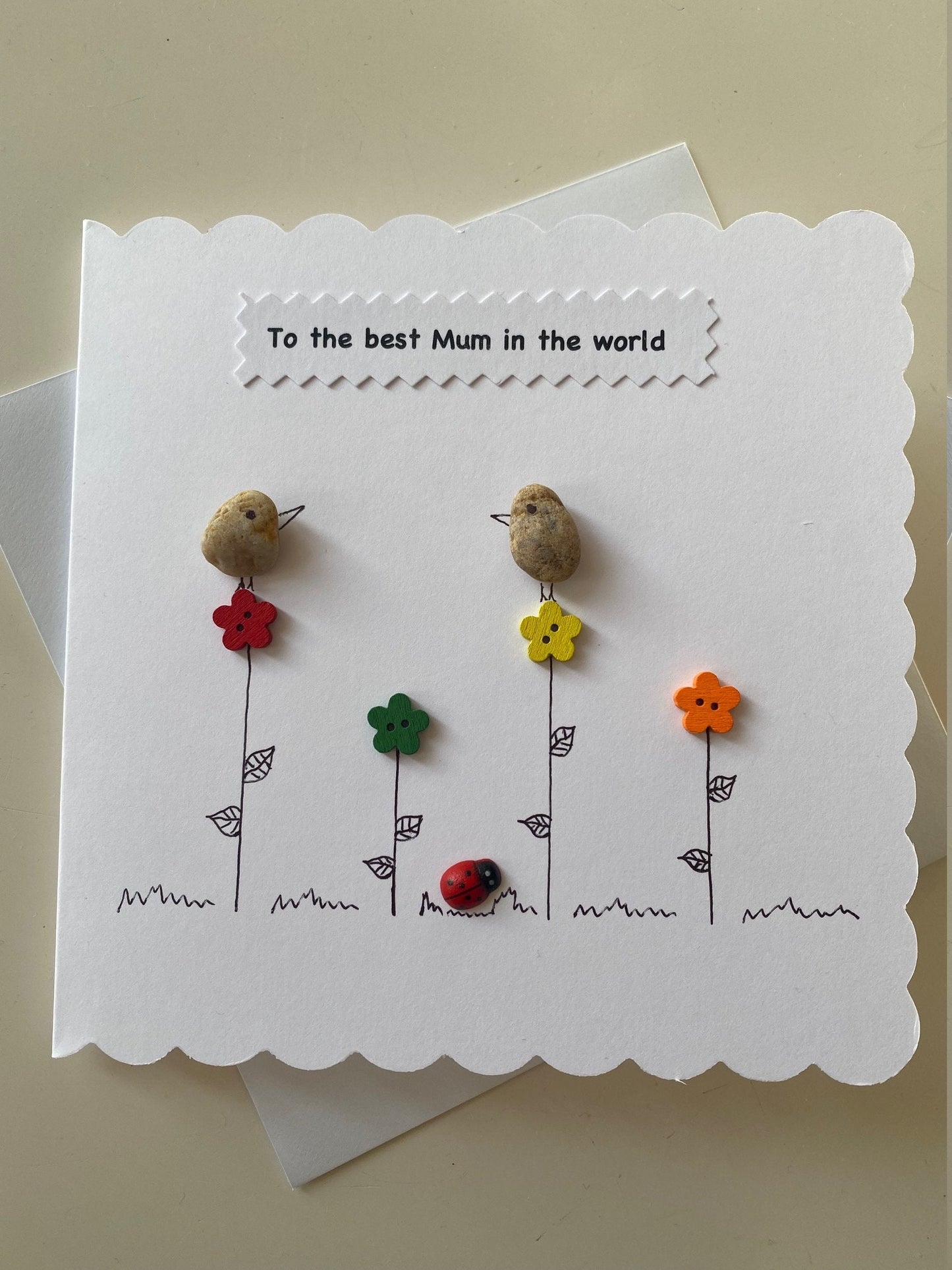 Mother's Day Handmade Card, Mother's Day Pebble Art Card, Personalised Card for Mum,