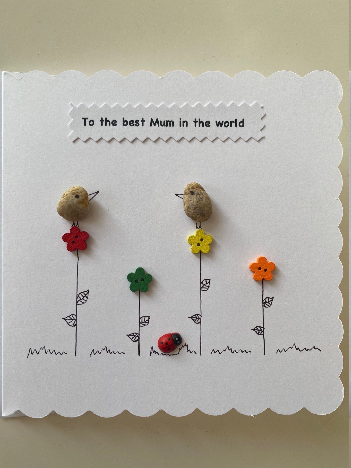 Mother's Day Handmade Card, Mother's Day Pebble Art Card, Personalised Card for Mum,