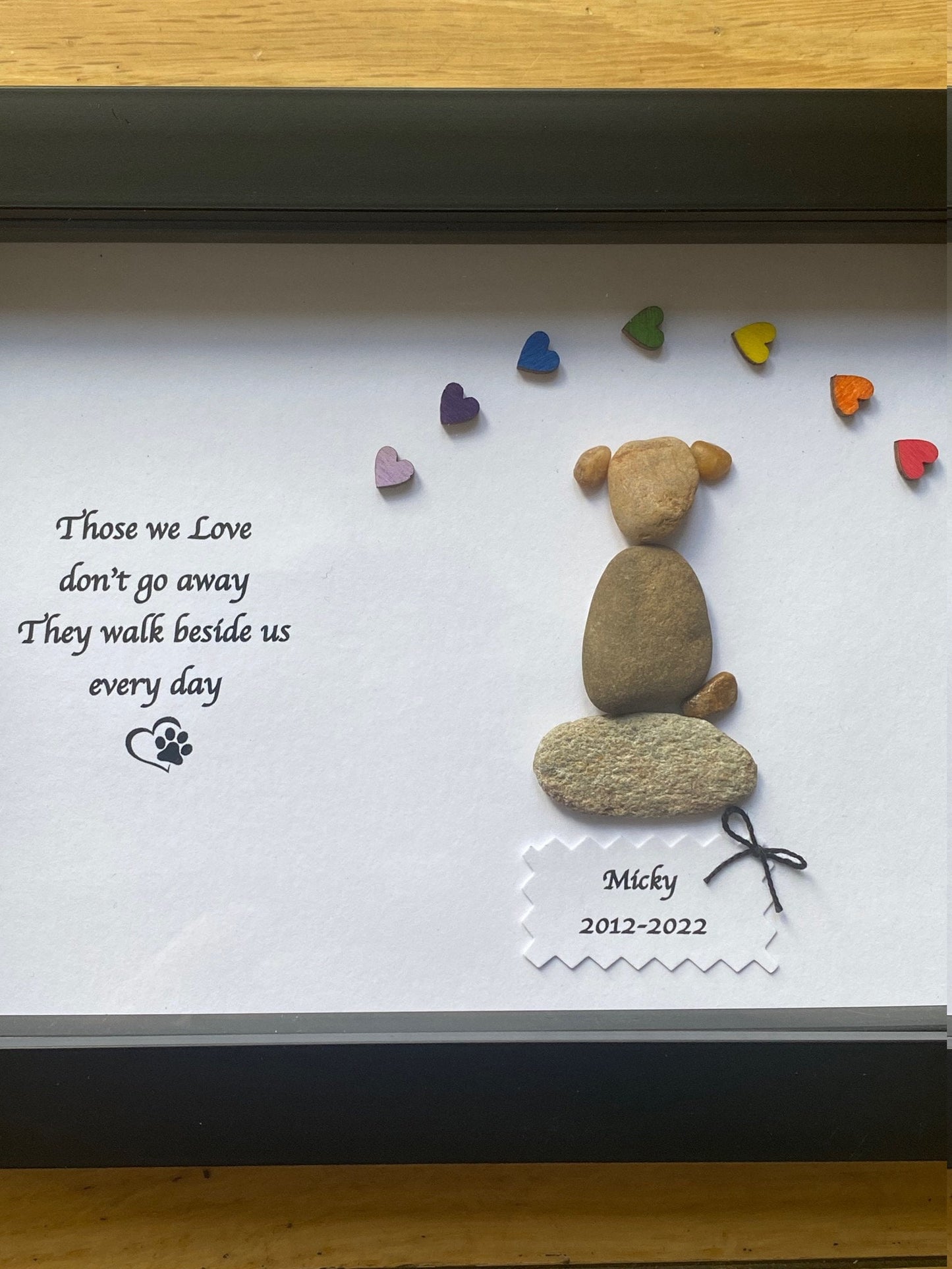 Dog Memorial Gift, Pet Memorial Gift, Pet Loss Pebble Frame, Pet Lover Gift, Pebble Frame for Dog Owner
