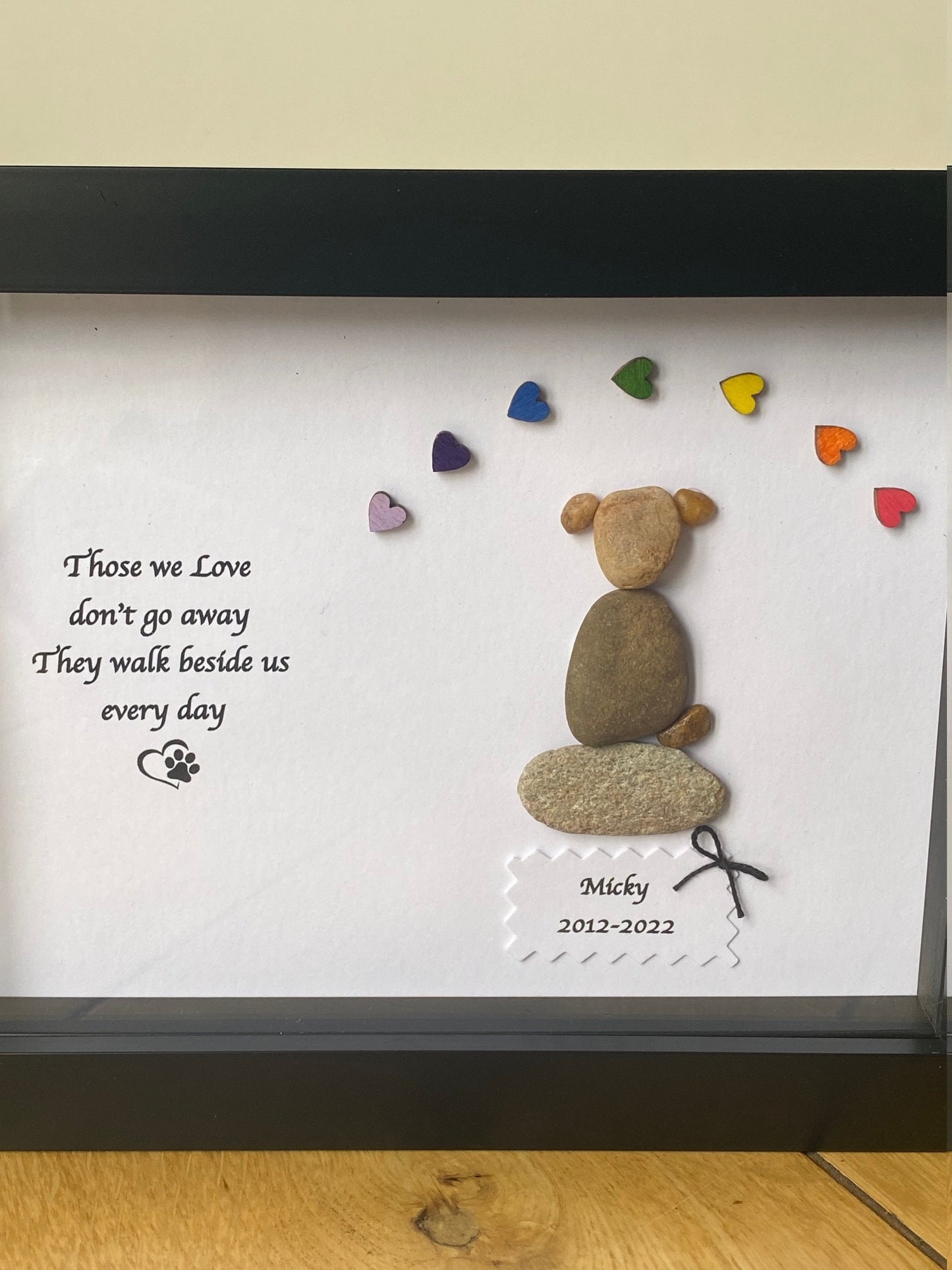 Dog Memorial Gift, Pet Memorial Gift, Pet Loss Pebble Frame, Pet Lover Gift, Pebble Frame for Dog Owner