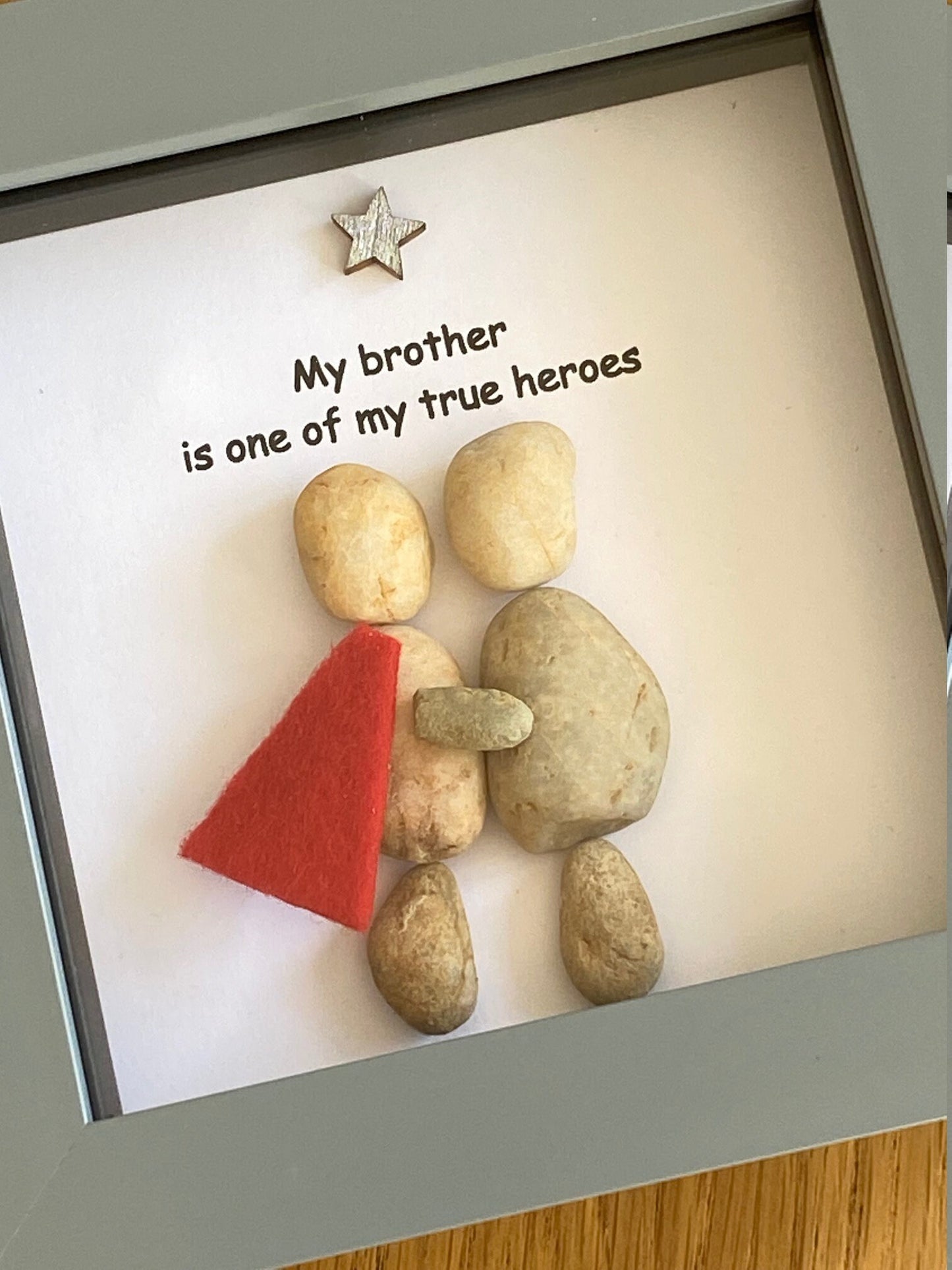 Brother Pebble Artwork Frame, Handmade Gift for Brother, Special Gift for a Brother, Personalised Pebble Frame,