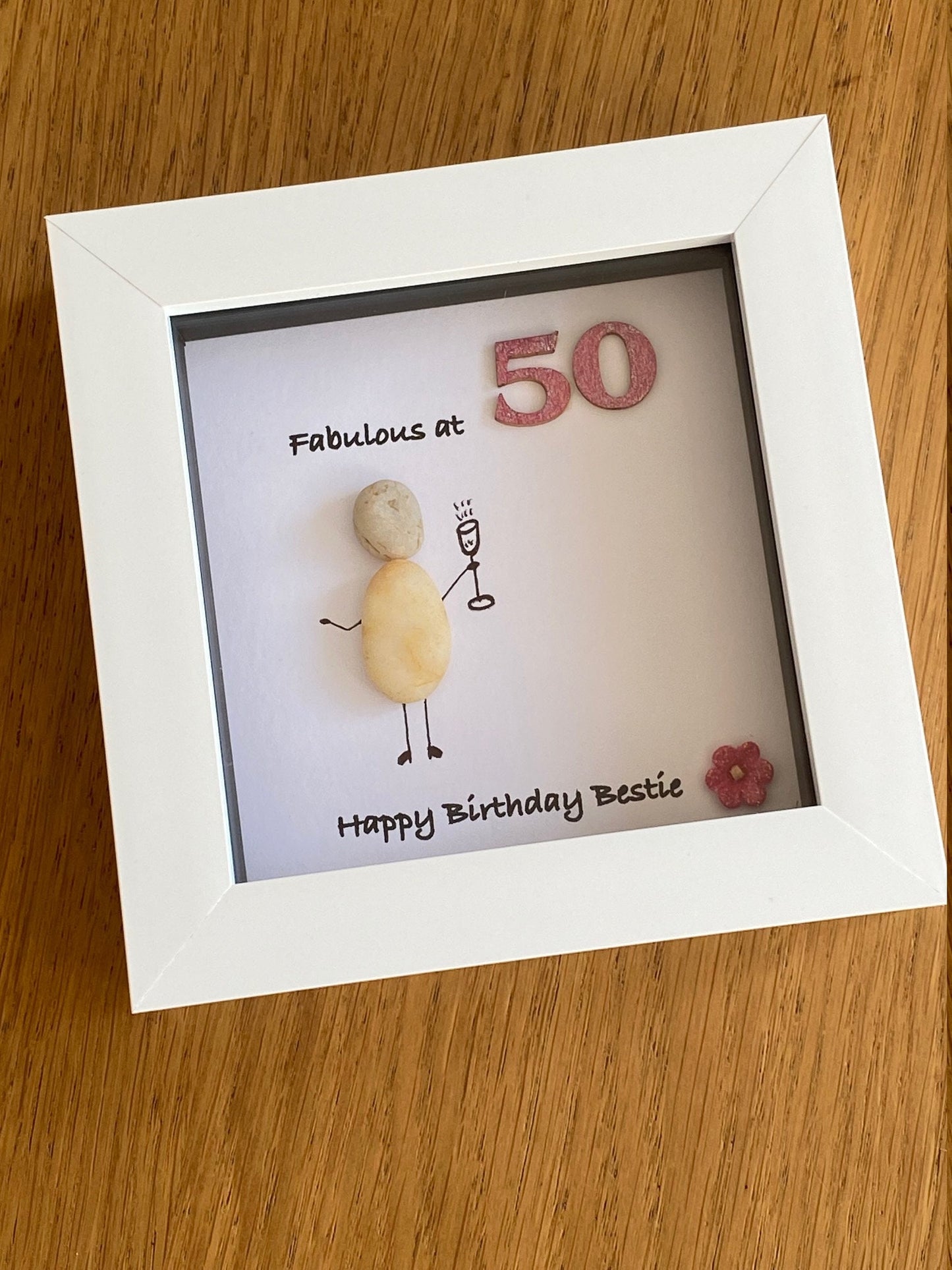 Birthday or Milestone Pebble Frame, Personalised Birthday Gift, Handmade Pebble Frame,
