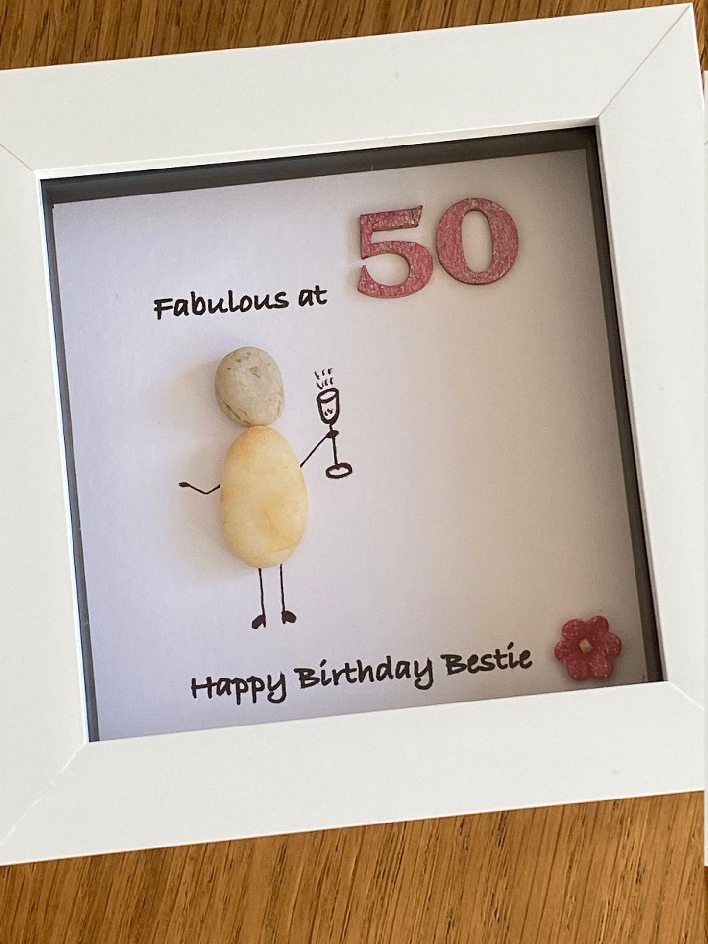 Birthday or Milestone Pebble Frame, Personalised Birthday Gift, Handmade Pebble Frame,