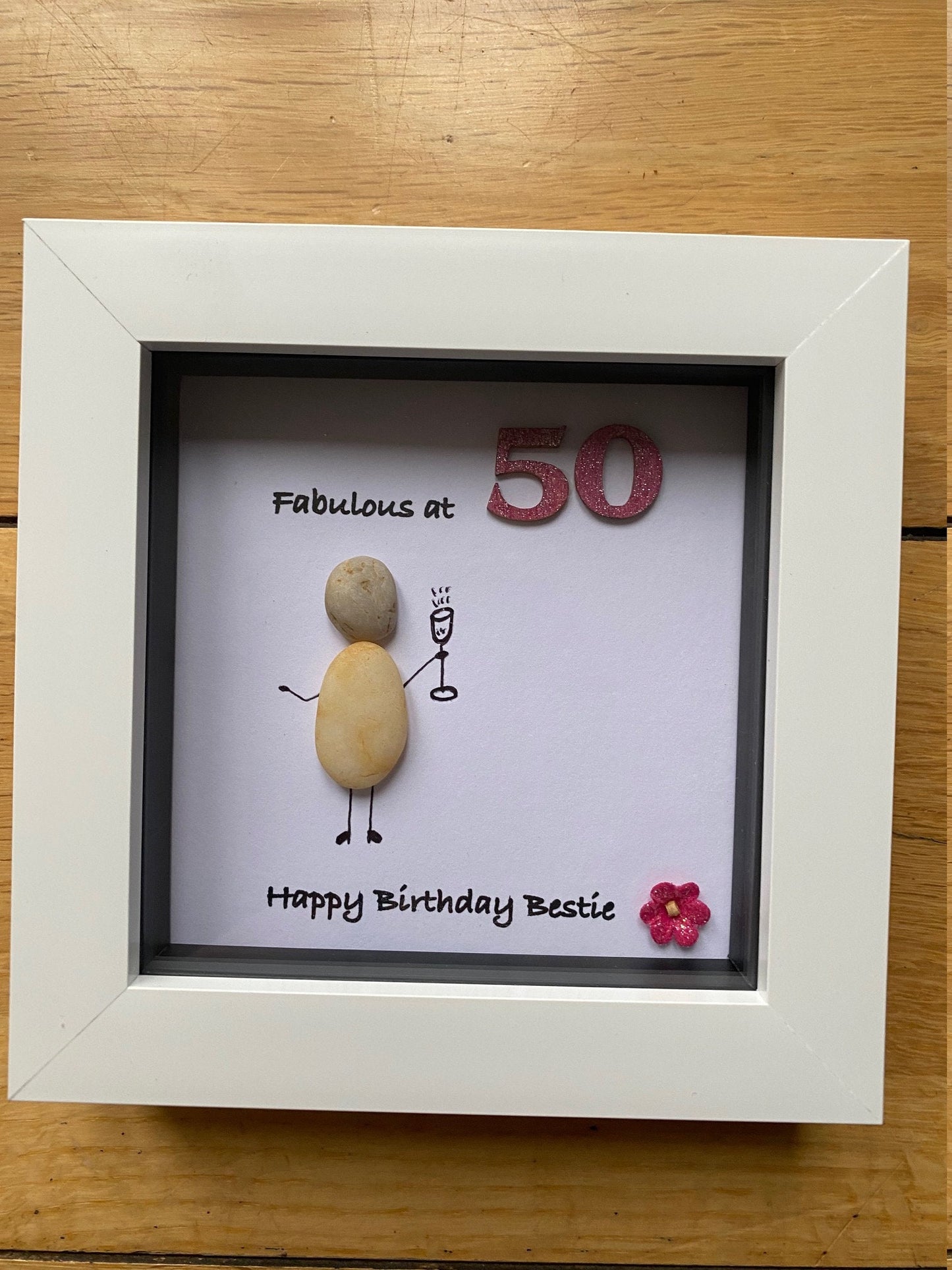 Birthday or Milestone Pebble Frame, Personalised Birthday Gift, Handmade Pebble Frame,