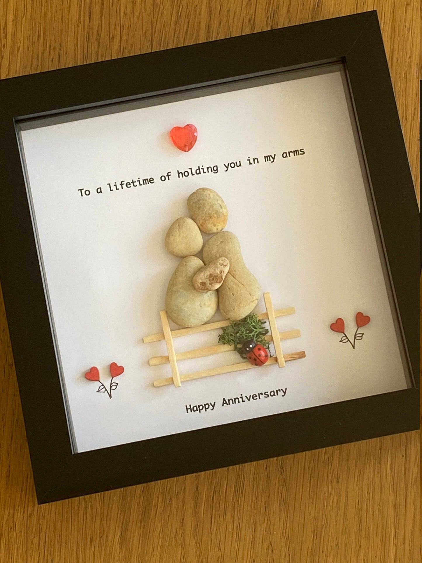 Personalised Wedding Anniversary Pebble Picture, Personalised Pebble Gift, Anniversary Pebble Picture for Husband, Unique Anniversary Gift