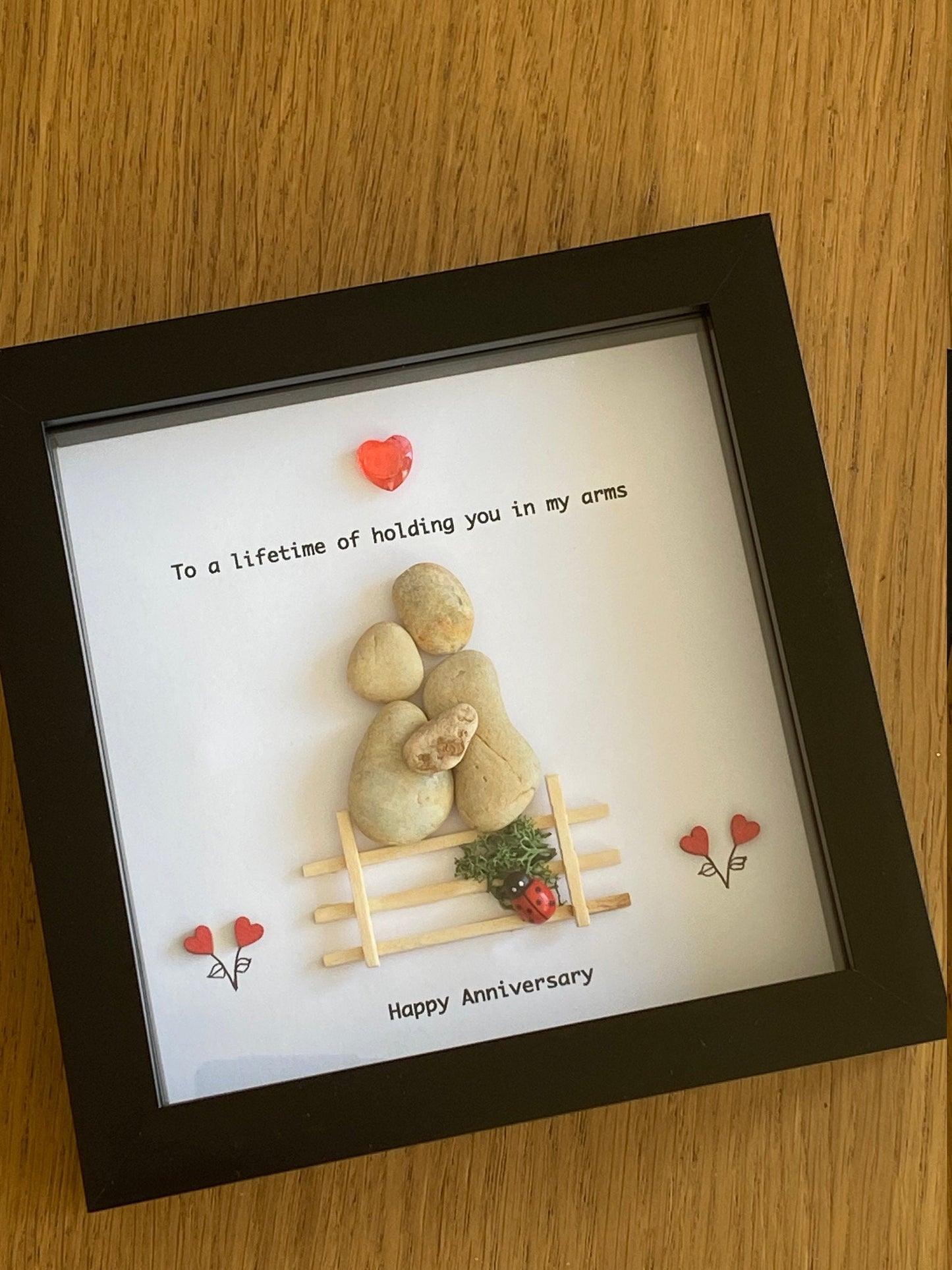 Personalised Wedding Anniversary Pebble Picture, Personalised Pebble Gift, Anniversary Pebble Picture for Husband, Unique Anniversary Gift