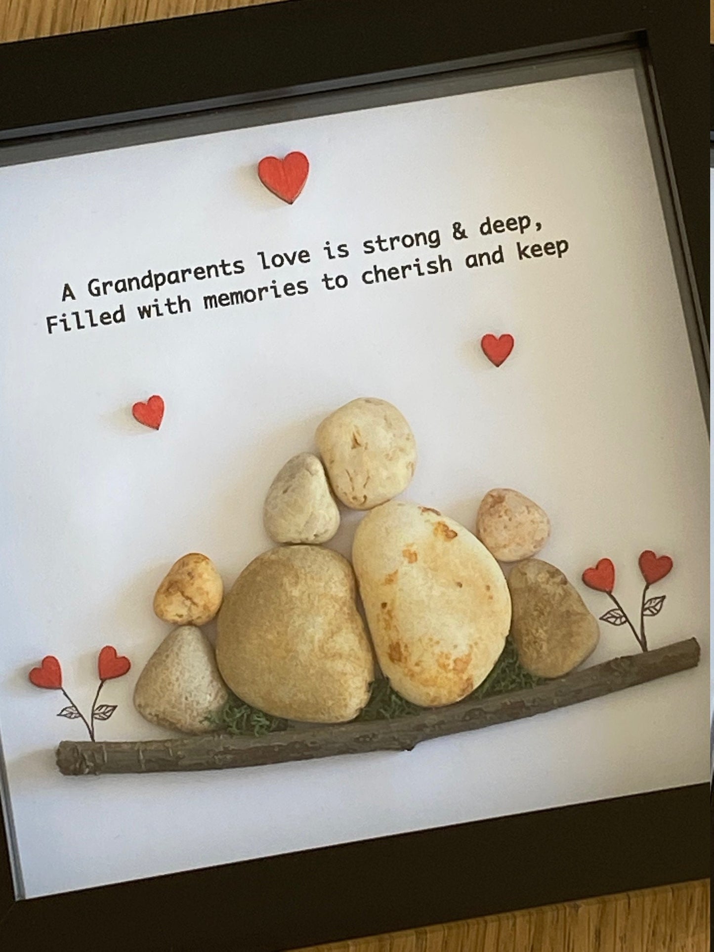 Grandparents Pebble Artwork Gift, Unique Gift for the Grandparents, Pebble Art Gift for Granny and Grandpa, Personalised Gift
